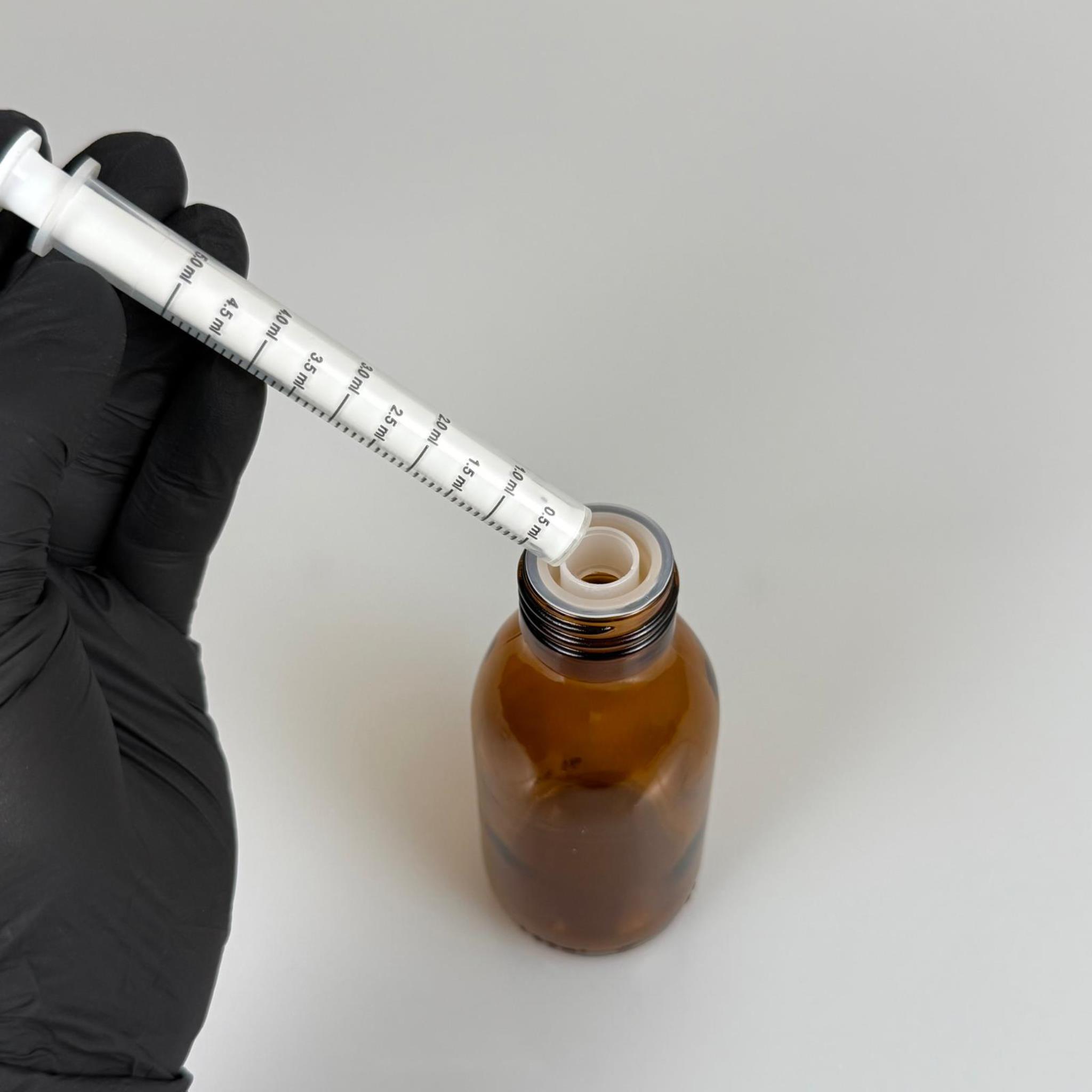 100 ML CAM ECZA ŞİŞESİ + 5 ML DOZAJ PİPETİ + DOZAJ TIPASI + CONTALI PLASTİK KAPAK TAKIM