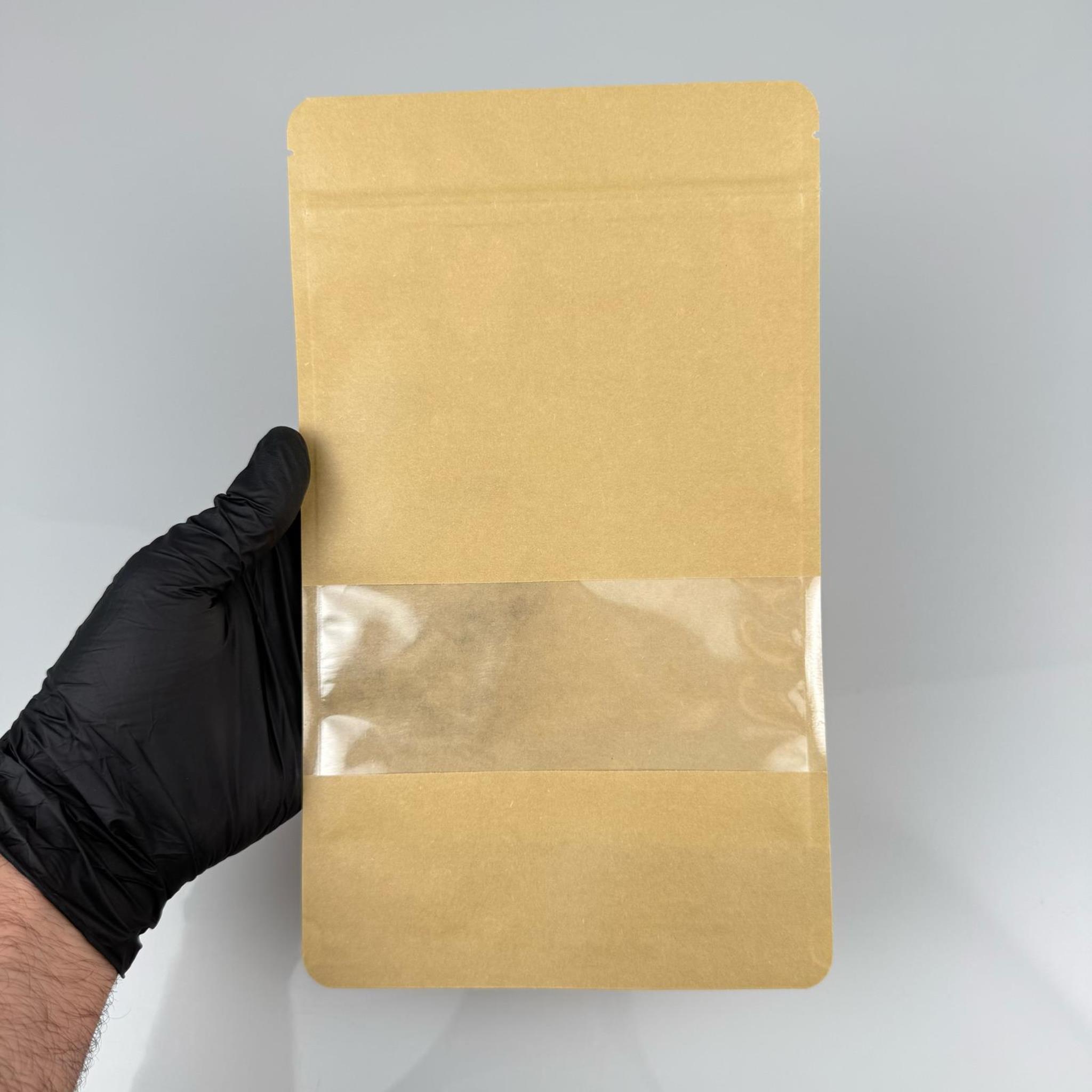 DOYPACK PENCERELİ - KRAFT AMBALAJ 16 X 27 CM - 500 GRAM - ÇEREZ, KURU KAHVE, KURUYEMİŞ, AKTAR VB İÇİN ÇITÇITLI KİLİTLİ KESE, KRAFT TORBA, ÇEREZLİK