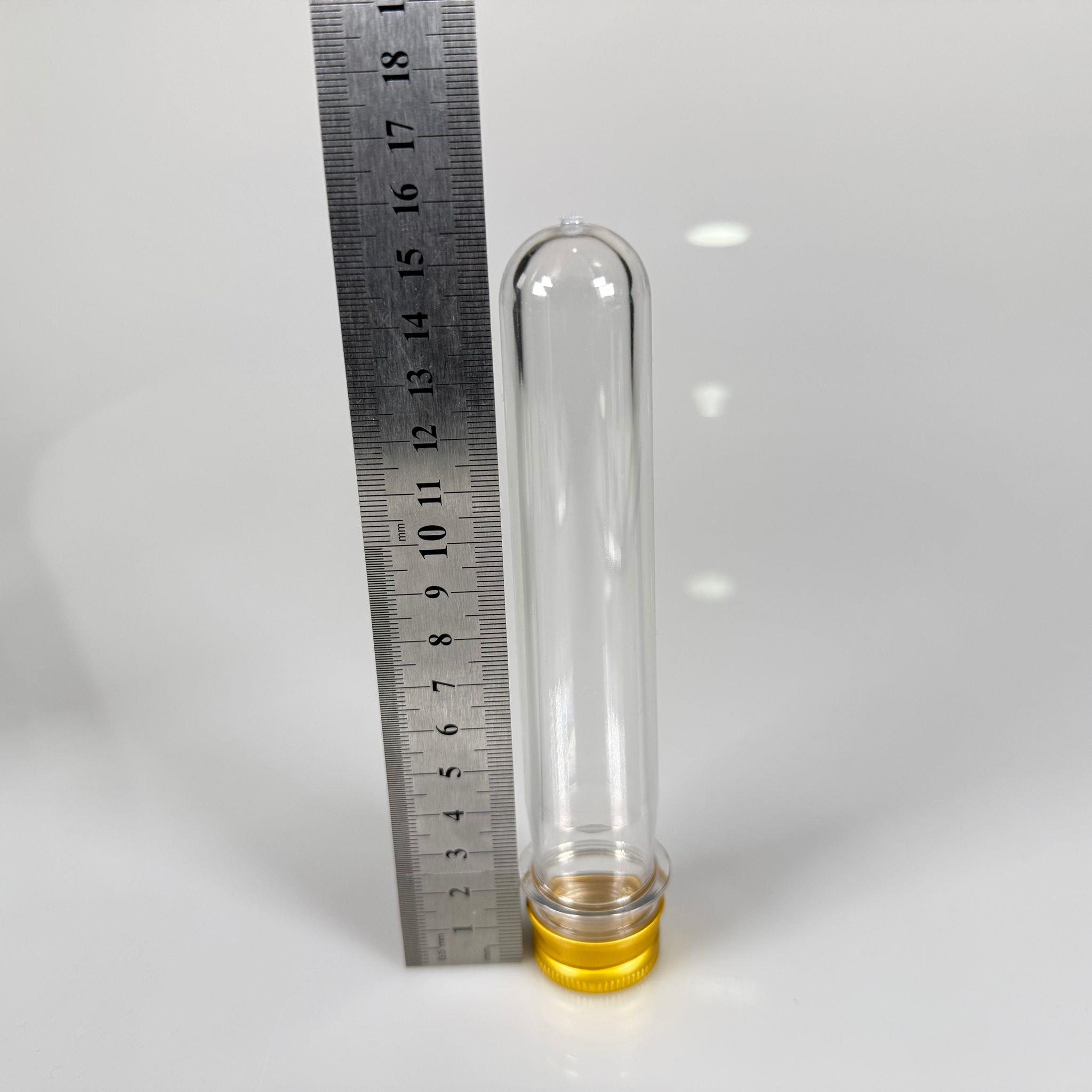 16 CM TÜP - 45 CC UZUN KALIN (51 GR) PET ŞİŞE  - CONTALI METAL GOLD ALÜMİNYUM KAPAKLI  - VANİLYA ÇUBUĞU, BAHARAT, DENEY TÜPÜ, AYAKKABI BAĞCIĞI VB İÇİN PLASTİK TÜP