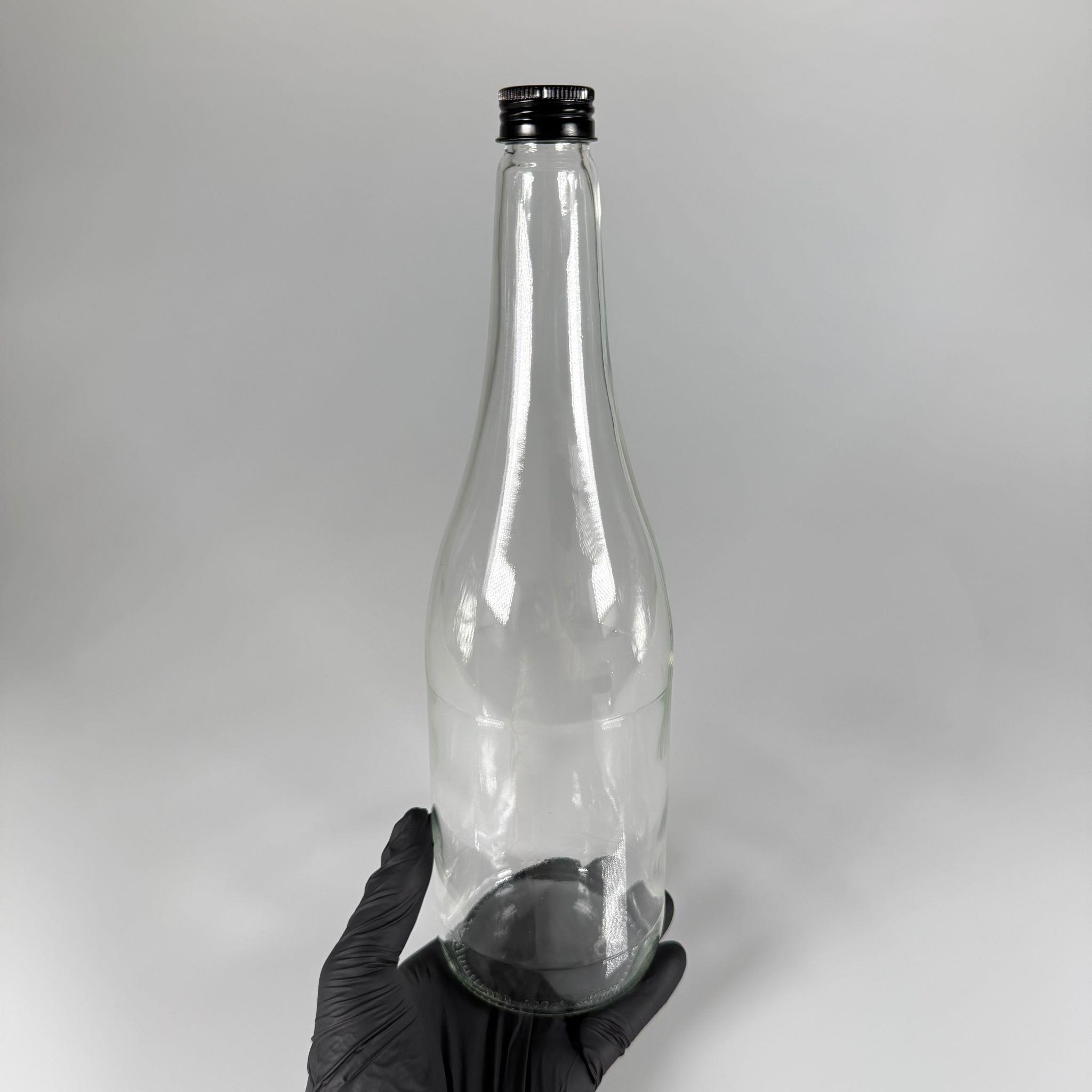 1000 ML LÜKS CAM SU ŞİŞESİ - 1000 CC BOŞ CAM SU ŞİŞELERİ - SİYAH ALÜMİNYUM METAL KAPAKLI (ELLE AÇILIP KAPANABİLİR) - RESTORAN, CAFE, OTEL VS İÇİN PREMİUM CAM ŞİŞE