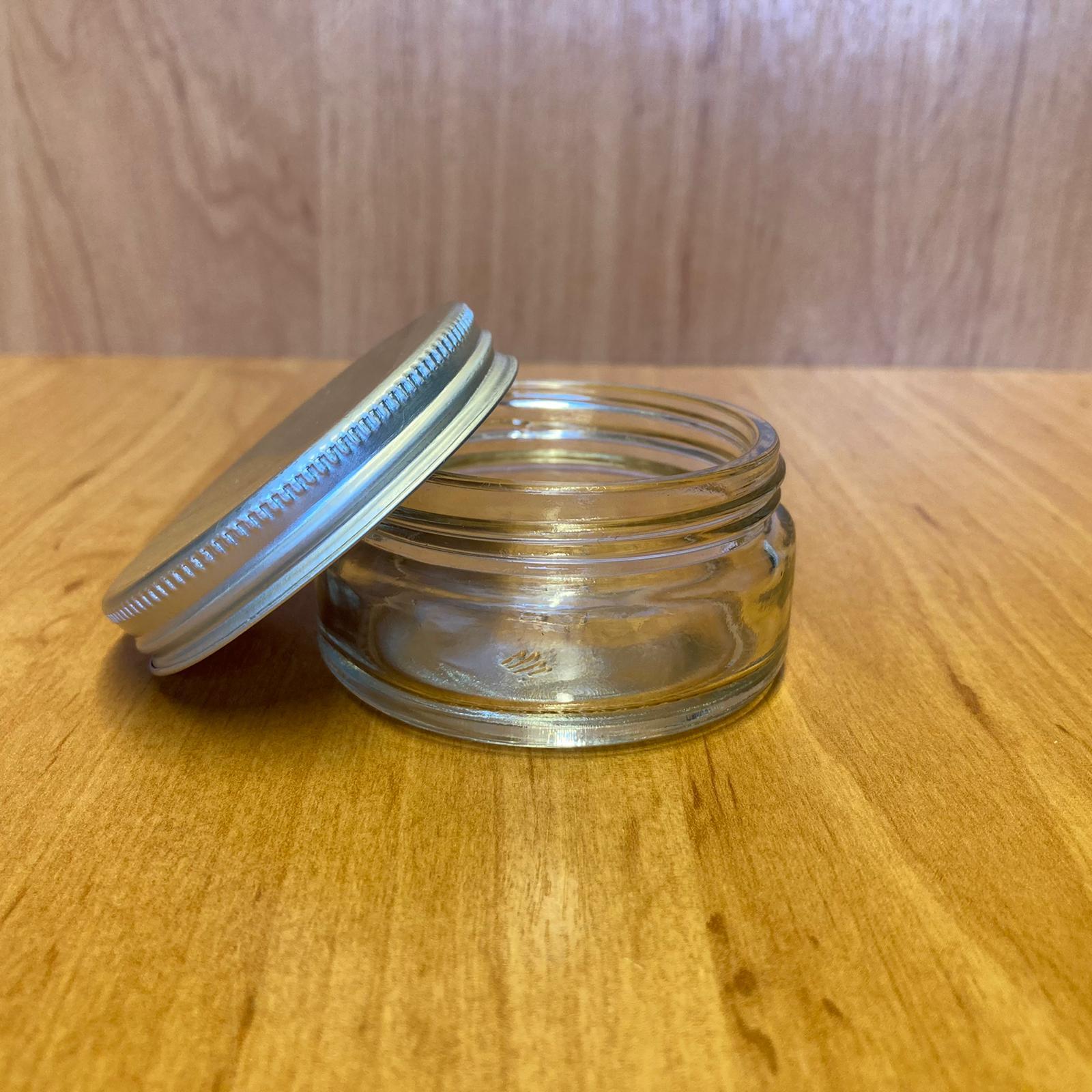 50 CC CAM KREM KAVANOZU - GÜMÜŞ METAL KAPAKLI - 50 ML CAM PAŞABAHÇE KREM KAVANOZU