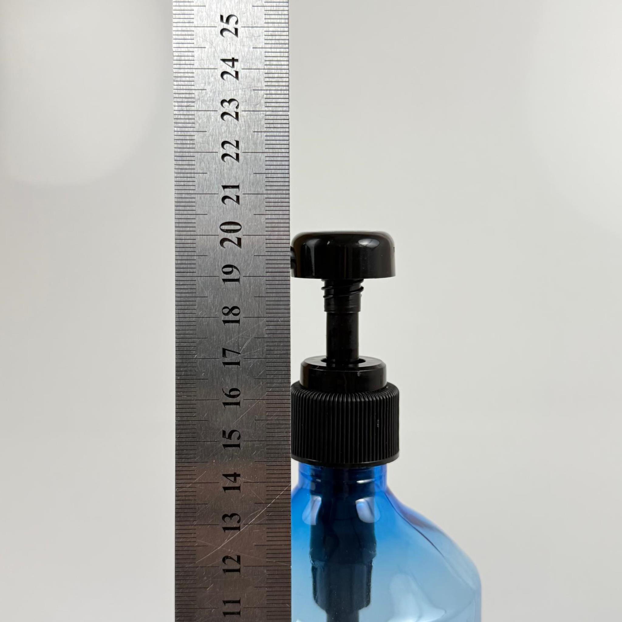 500 CC PET MAVİ KÜT MODEL ŞİŞE - SİYAH DOZAJ POMPALI (HER BASMADA 4 CC SIVI ATAR)  - 0,5 LT POMPALI ŞİŞE - ŞURUP, ŞAMPUAN, KREM GİBİ YOĞUN KIVAMLI SIVILARDA KULLANILIR
