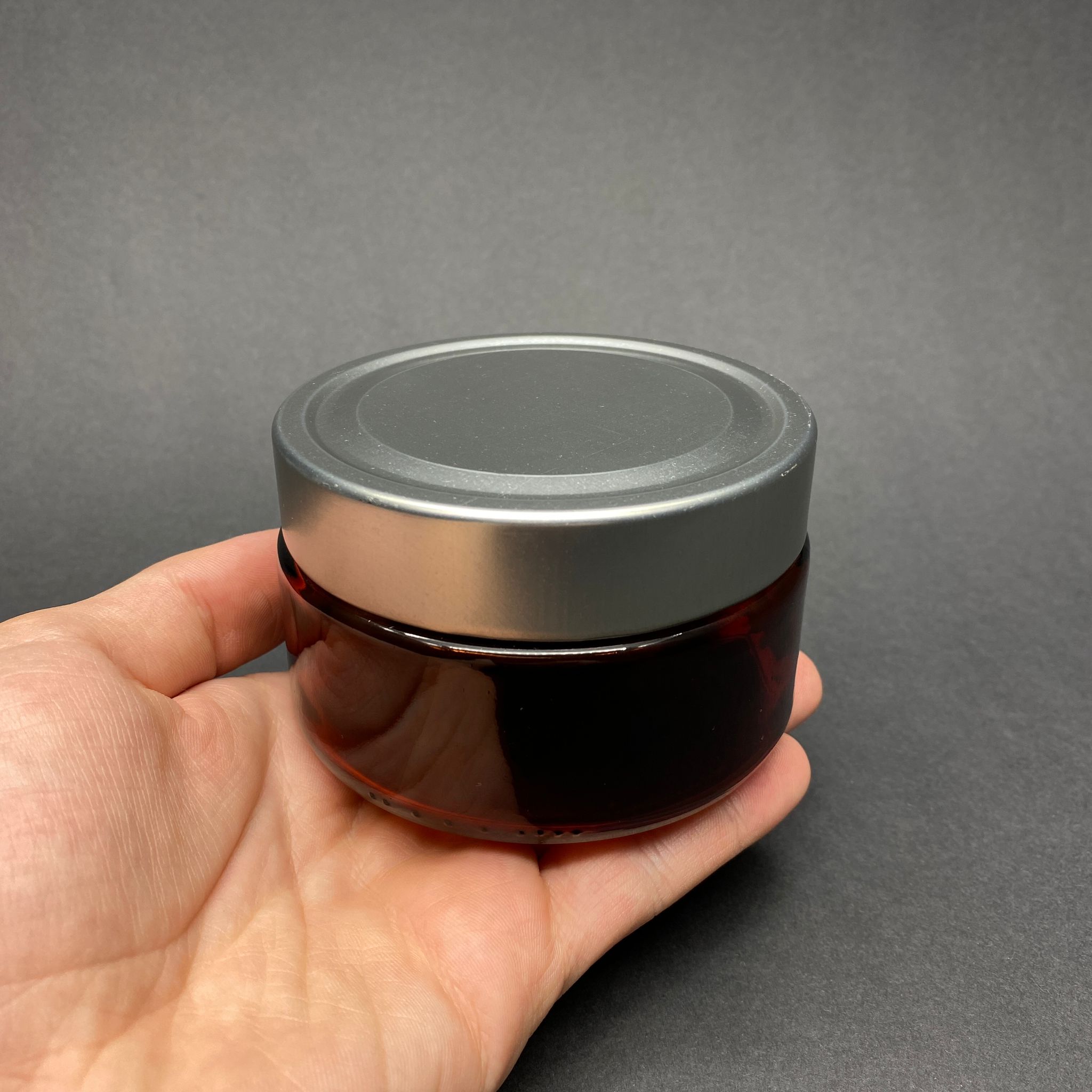 230 CC AMBER CAM KAVANOZ - DERİN GÜMÜŞ LÜKS METAL KAPAKLI - 230 ML CAM KAVANOZ - MUM KAVANOZU