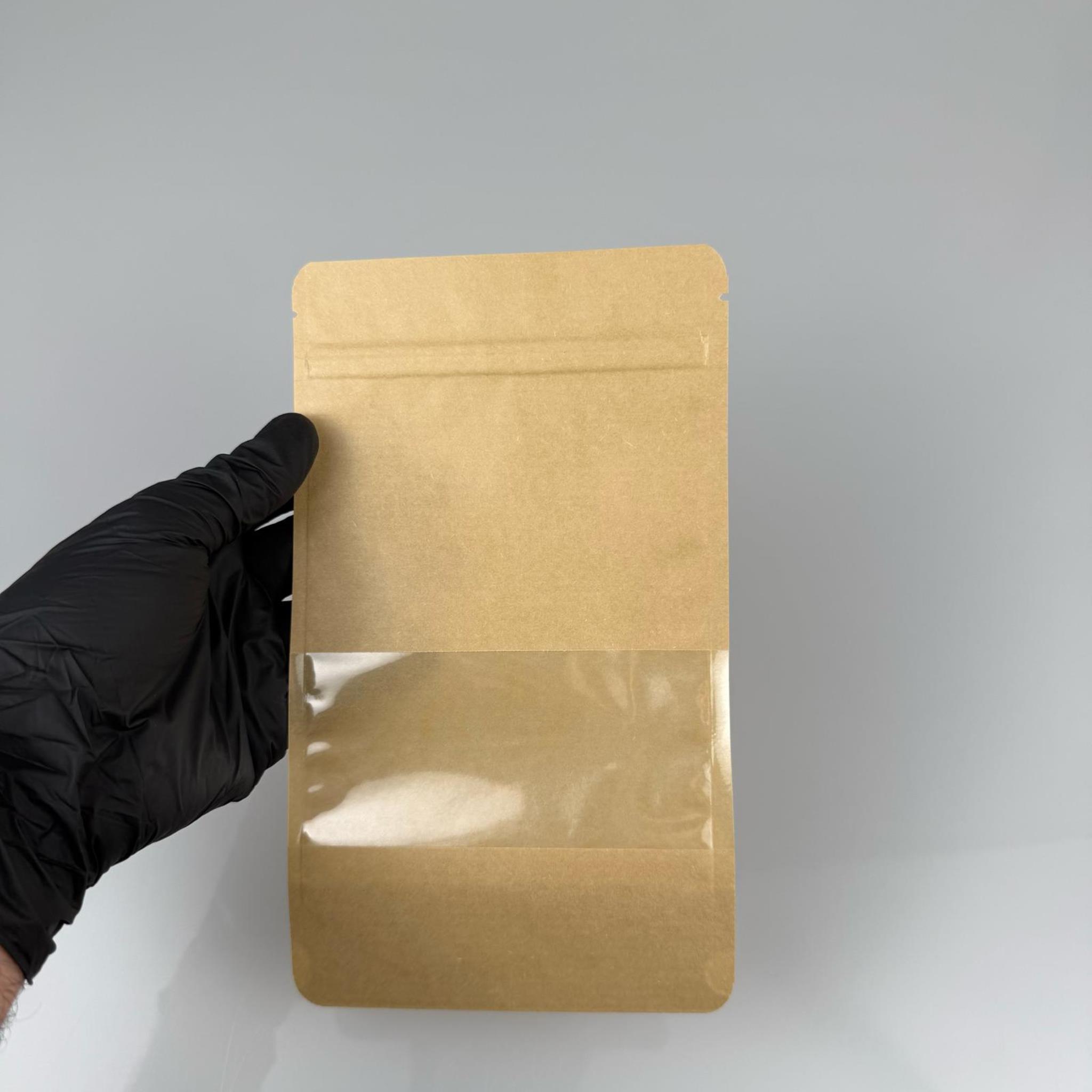 DOYPACK PENCERELİ - KRAFT AMBALAJ 13 X 22,5 CM - 250 GRAM - ÇEREZ, KURU KAHVE, KURUYEMİŞ, AKTAR VB İÇİN ÇITÇITLI KİLİTLİ KESE, KRAFT TORBA, ÇEREZLİK