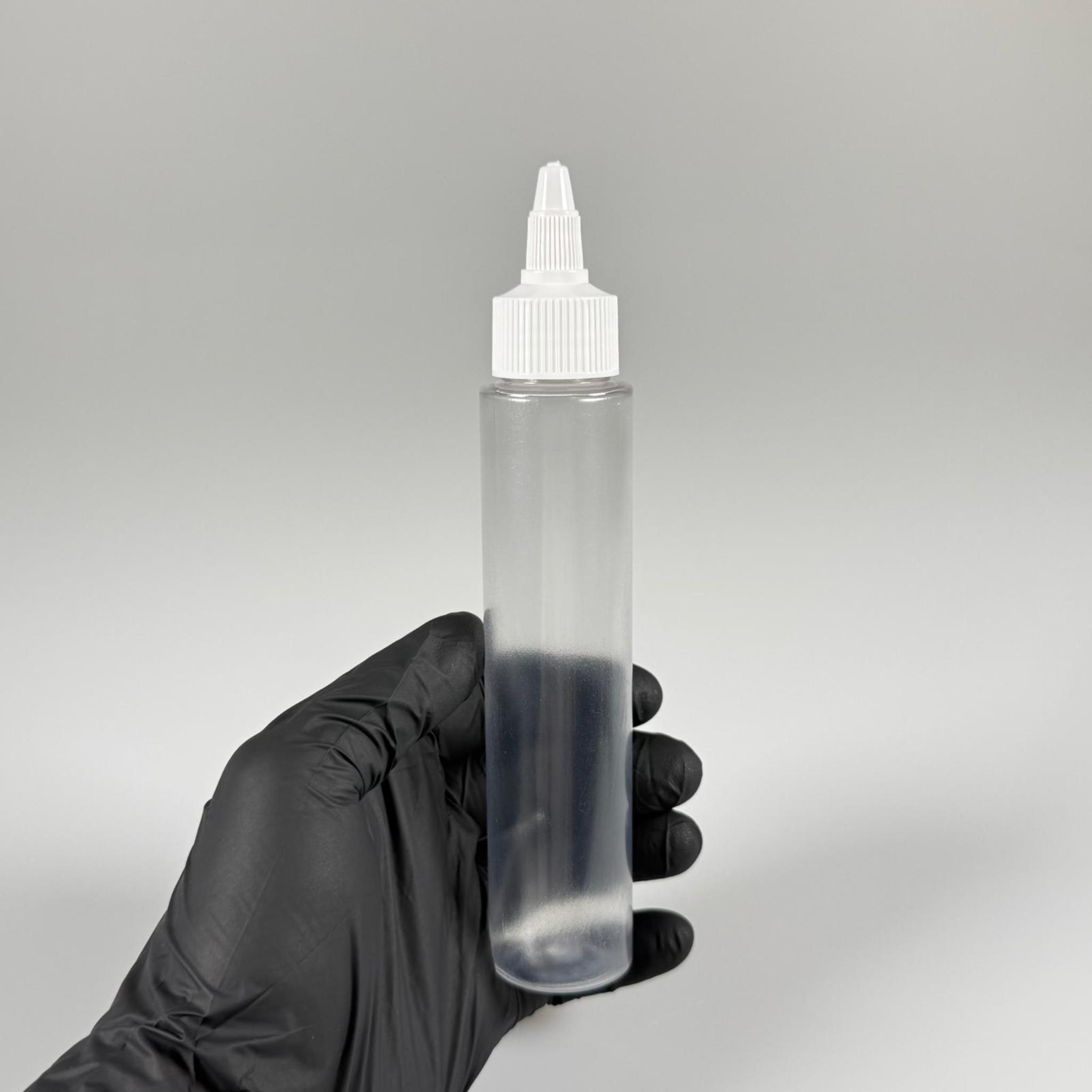 100 CC UZUN SİLİNDİR BUĞULU PET ŞİŞE (24 GR)  - BEYAZ TWİST SİVRİ ASANSÖR AKITICI KAPAKLI - 100 ML BİBERİYE SUYU, LAVANTA YAĞI, SAÇ SERUM, TONİK VB İÇİN PLASTİK KOZMETİK AMBALAJLARI