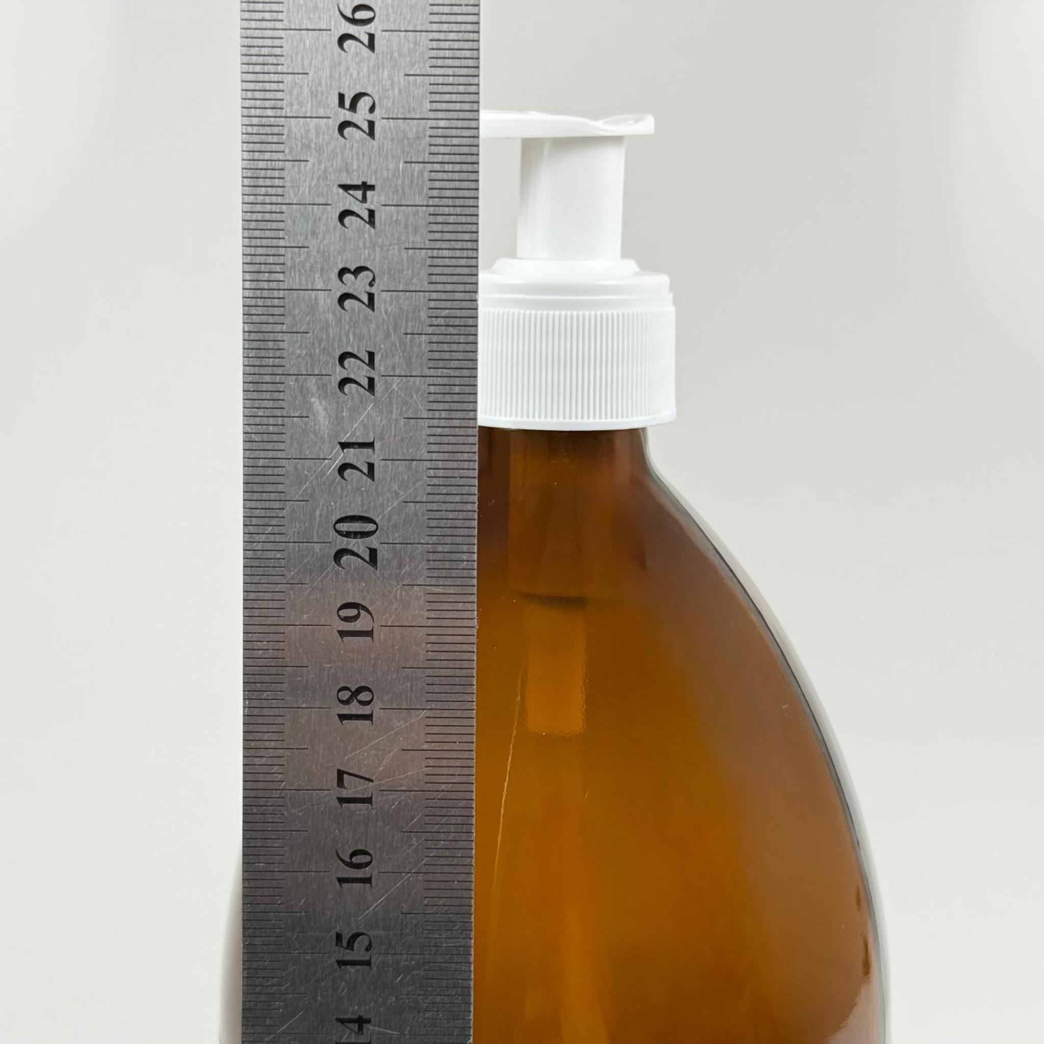 1000 CC AMBER TOMBUL ÖZEL SERİ CAM ŞİŞE - BEYAZ POMPALI - 1000 ML CAM ECZA ŞİŞESİ - KAHVERENGİ