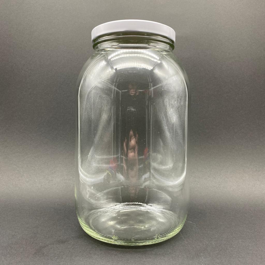 3000 CC CAM KAVANOZ - BEYAZ METAL KAPAKLI - 3 LİTRE CAM KAVANOZ