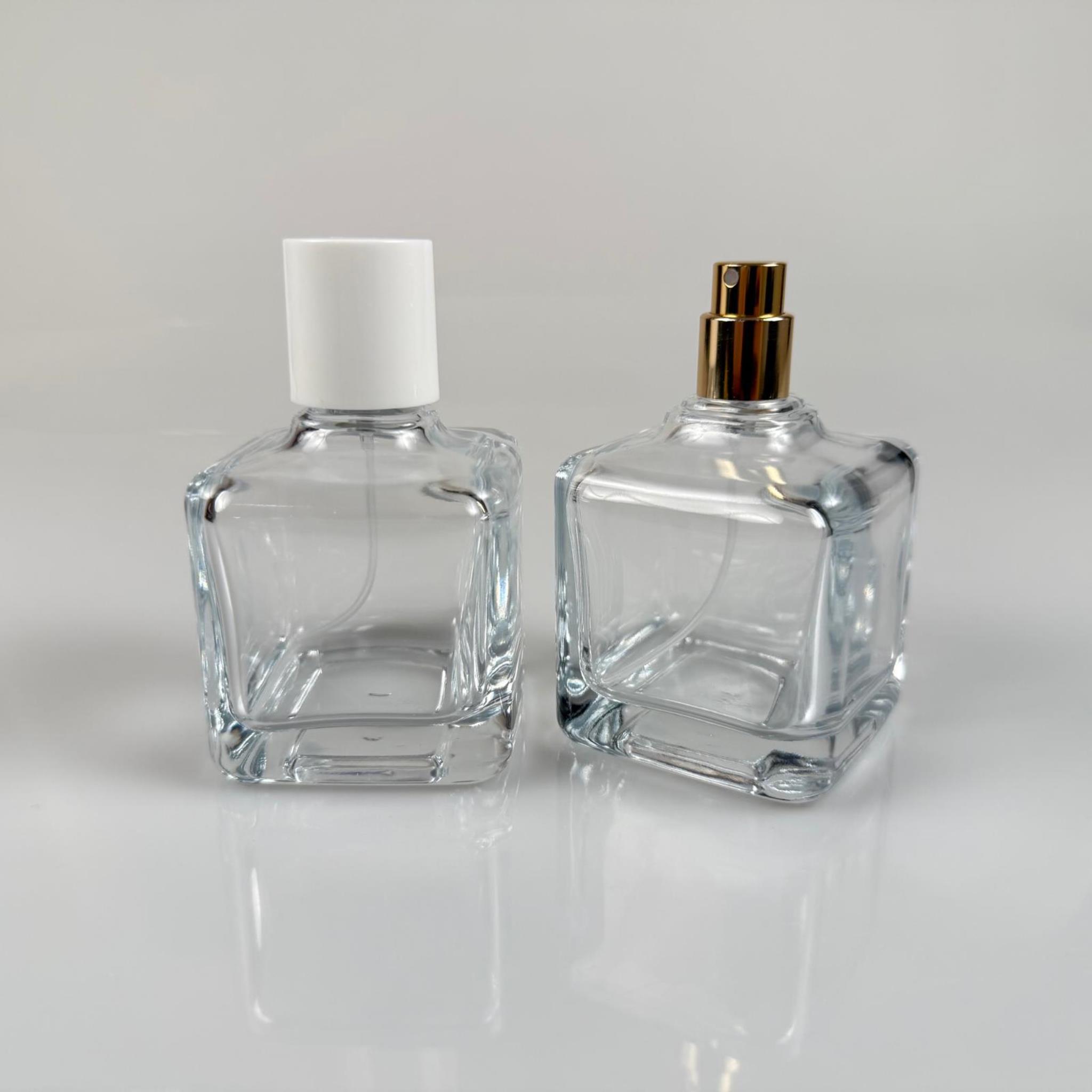 100 ML KARE MODEL LURA PARFÜM ŞİŞESİ - GOLD METAL SPREYLİ + BEYAZ KAPAKLI (AĞIZ 15 MM GEÇME KOLAY KAPAMA)
