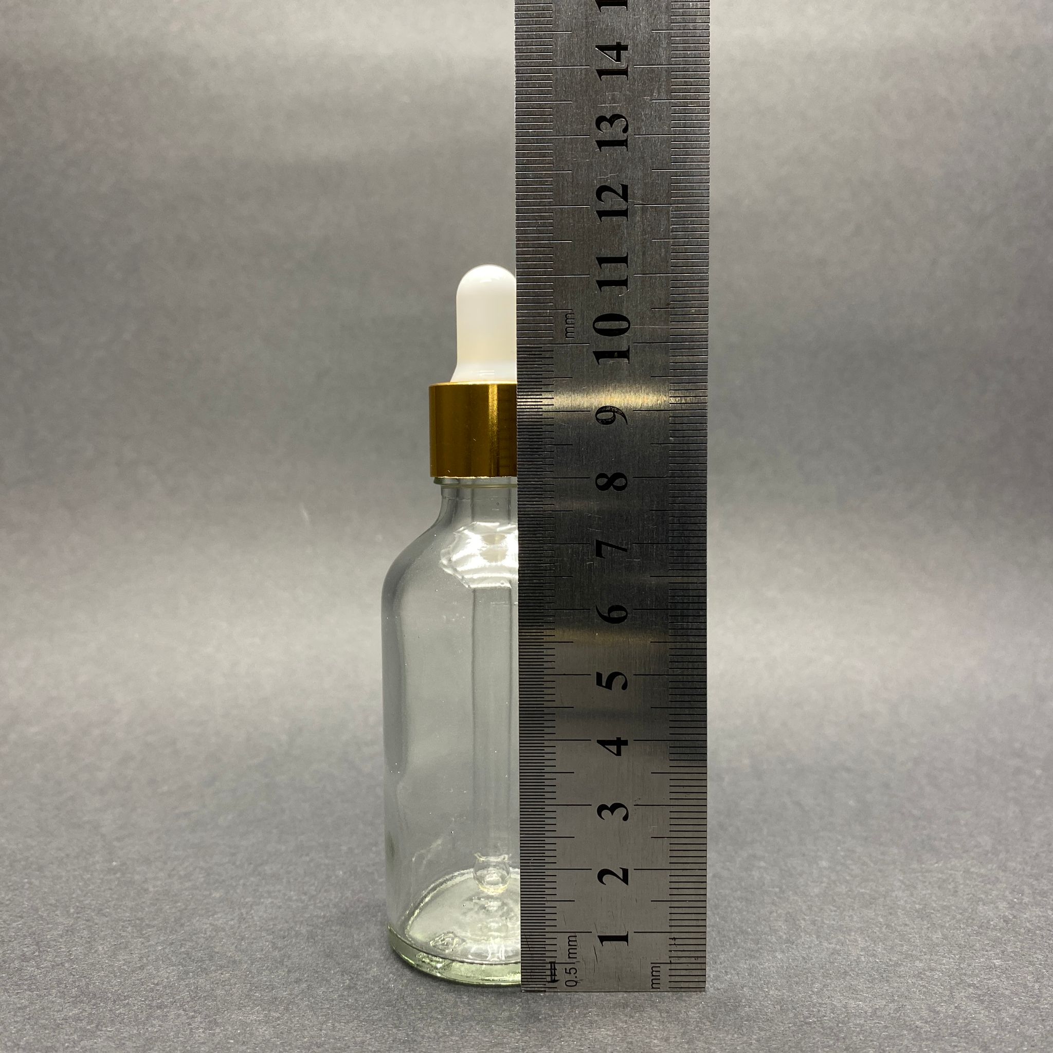 50 CC ŞEFFAF CAM DAMLALIKLI ŞİŞE - BEYAZ EMZİK - GOLD METALİK KAPAK - 50 ML SAYDAM CAM DAMLALIKLI ŞİŞE