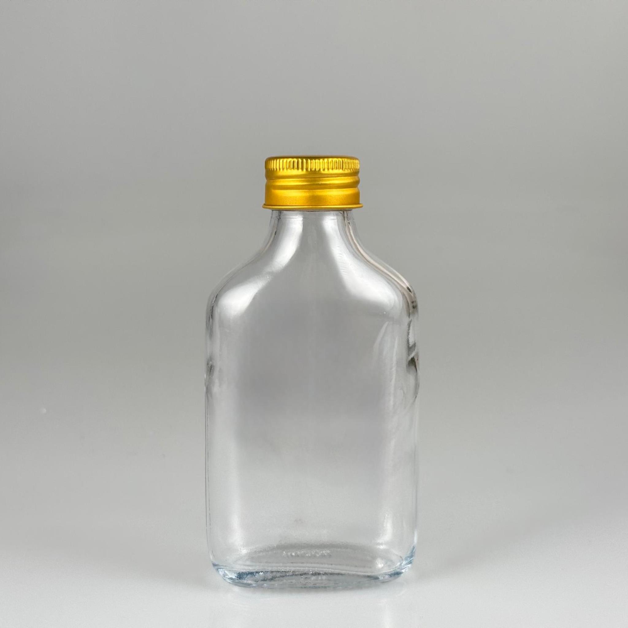 100 CC YASSI CAM ŞİŞE - GOLD METAL ALÜMİNYUM KAPAKLI - 100 ML CAM ŞİŞE - SOĞUK KAHVE İÇİN COLD BREW ŞİŞESİ