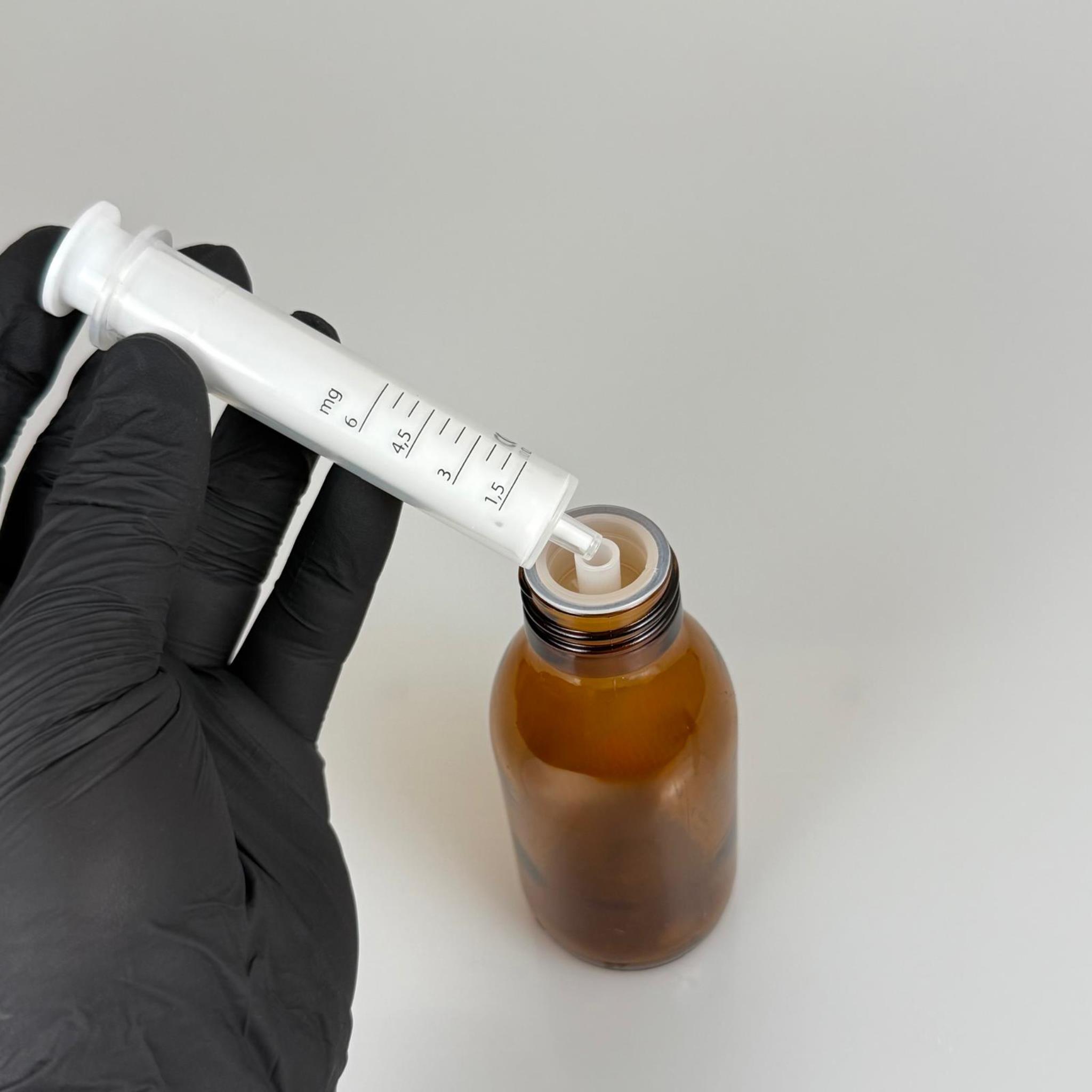 100 ML CAM ECZA ŞİŞESİ + 6 ML DOZAJ PİPETİ + DOZAJ TIPASI + CONTALI PLASTİK KAPAK TAKIM