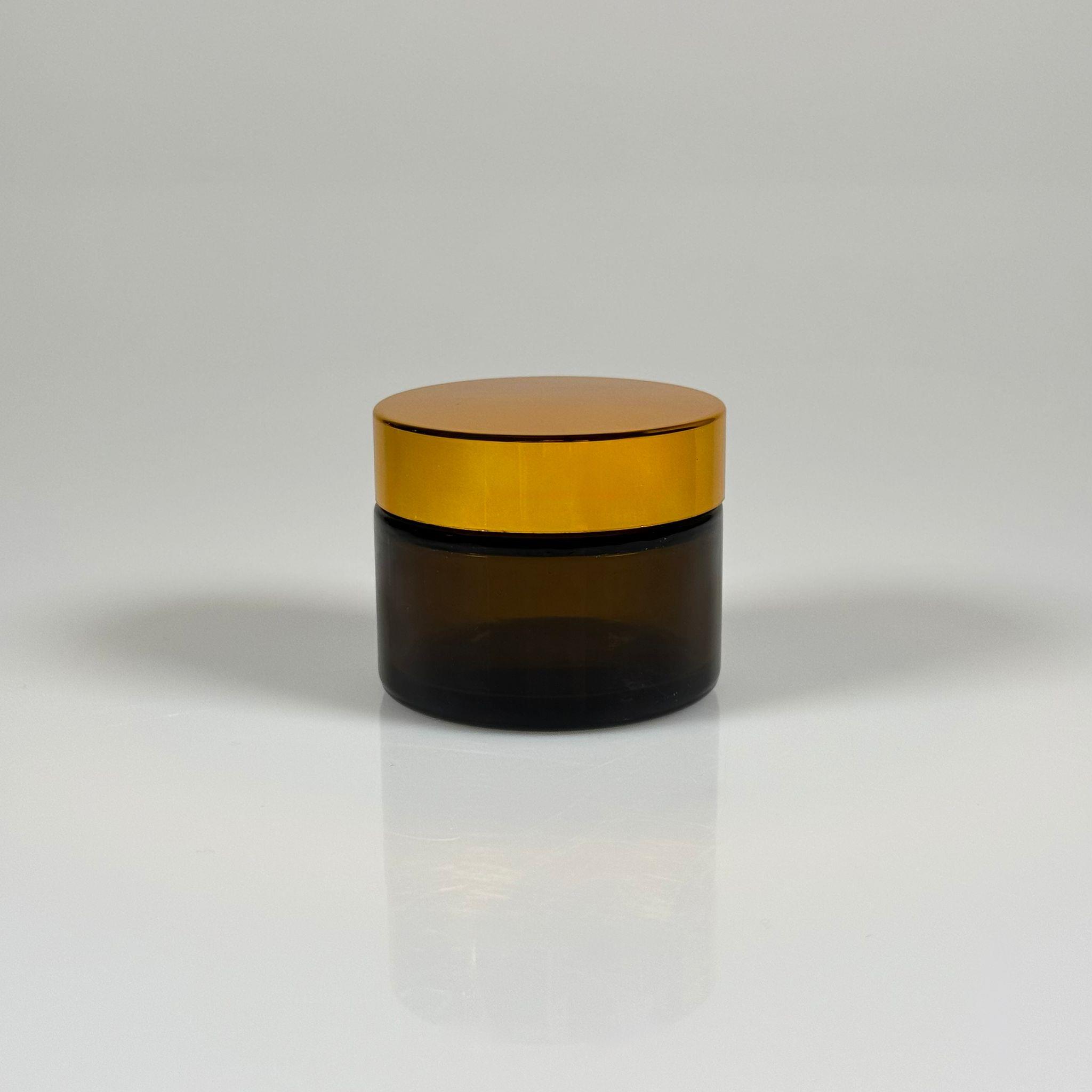 50 CC CAM AMBER KREM KAVANOZU - GOLD KAPAKLI İÇ CONTALI - 50 ML KAHVERENGİ KREM KAVANOZU - AMBER MUM KAVANOZU
