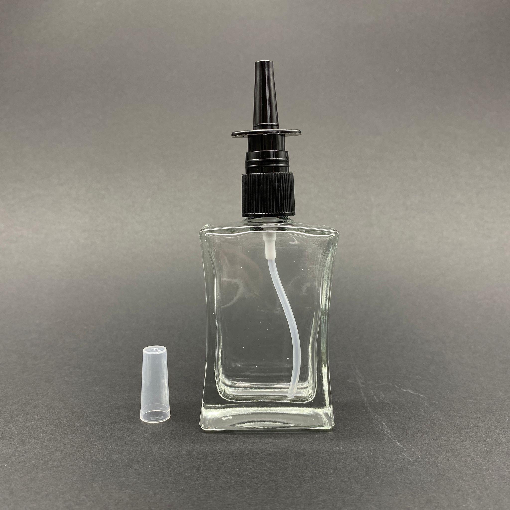 50 CC KÖŞELİ CAM ŞİŞE - SİYAH NAZAL BURUN SPREYLİ TAKIM - 50 ML BURUN SPREYLİ CAM ŞİŞE - 1. KALİTE İTHAL CAM