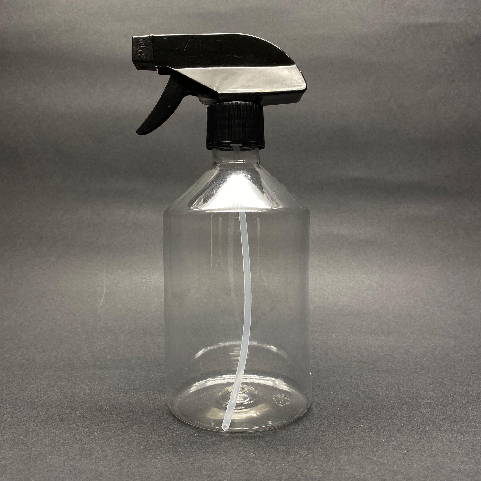 500 CC KÜT BOYUNLU ŞEFFAF PET ŞİŞE - SİYAH TETİK TRİGER SPREYLİ - 500 ML KALIN (30 GR) PET ŞİŞE - BOŞ FISFIS ODA KOKUSU, OTO TEMİZLİK VB İÇİN PET ŞİŞE