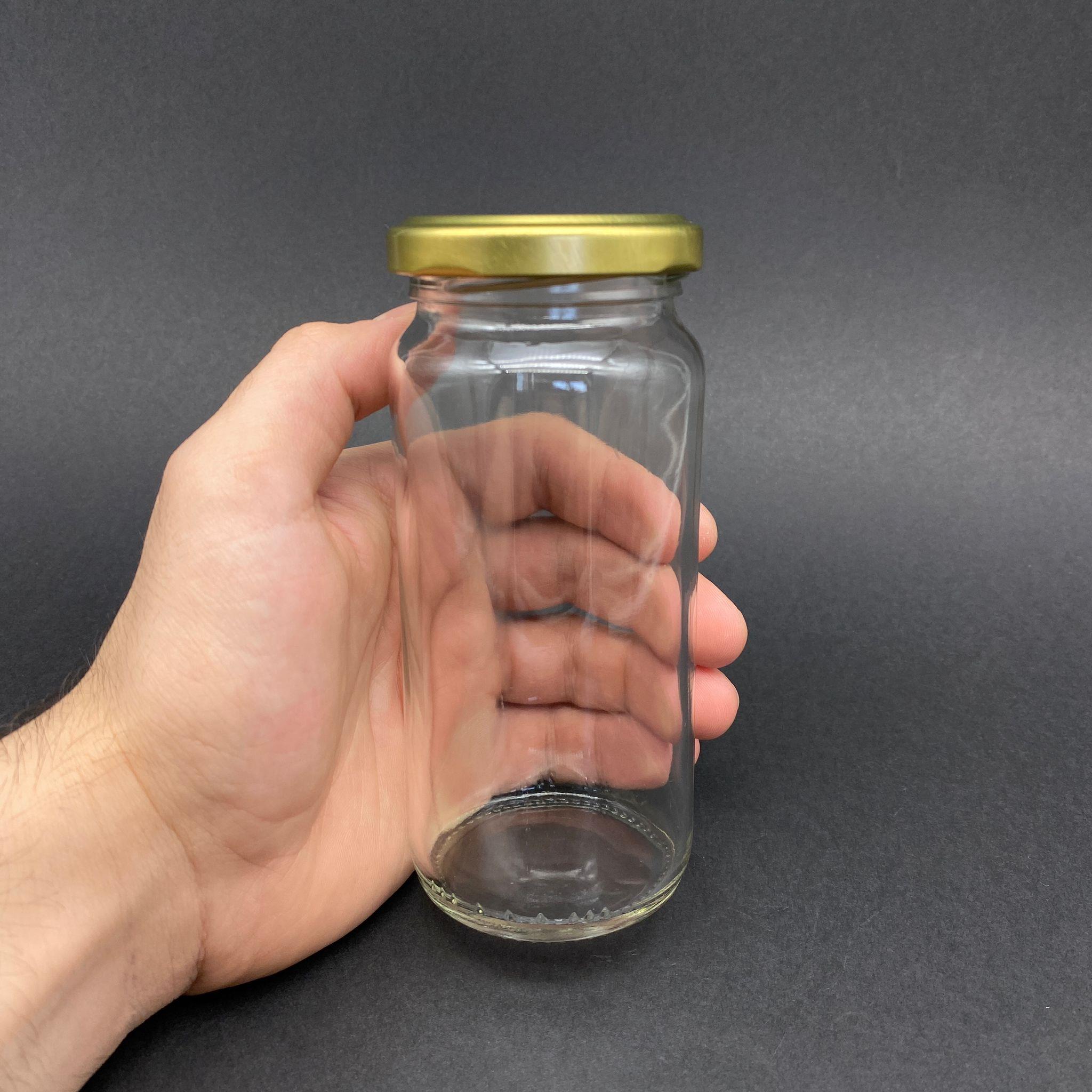 244 CC UZUN KAVANOZ - GOLD METAL KAPAKLI - 244 ML CAM KAVANOZ
