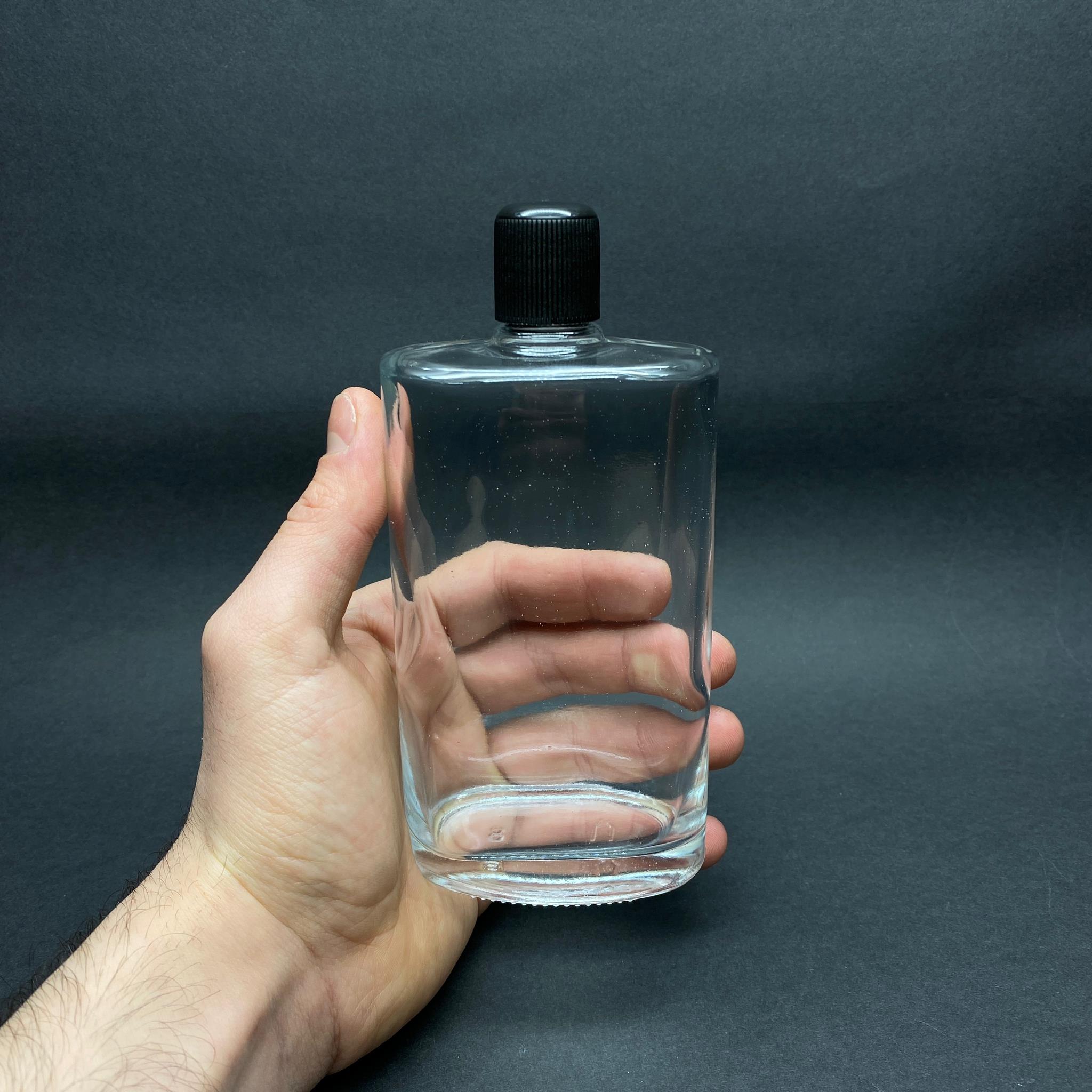 200 CC CAM YASSI KOLONYA ŞİŞESİ TIPALI - KAPAKLI - 200 ML YASSI CAM KOLONYA ŞİŞESİ