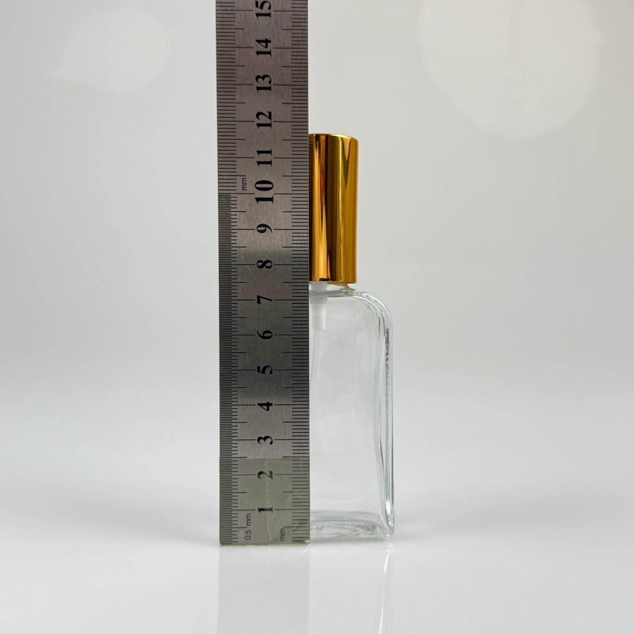 40 CC YASSI DİKDÖRTGEN CAM ŞİŞE - VİDALI GOLD SPREYLİ PARFÜM KOLONYA ŞİŞESİ TAKIM - 40 ML PRESTİJLİ ŞİŞE
