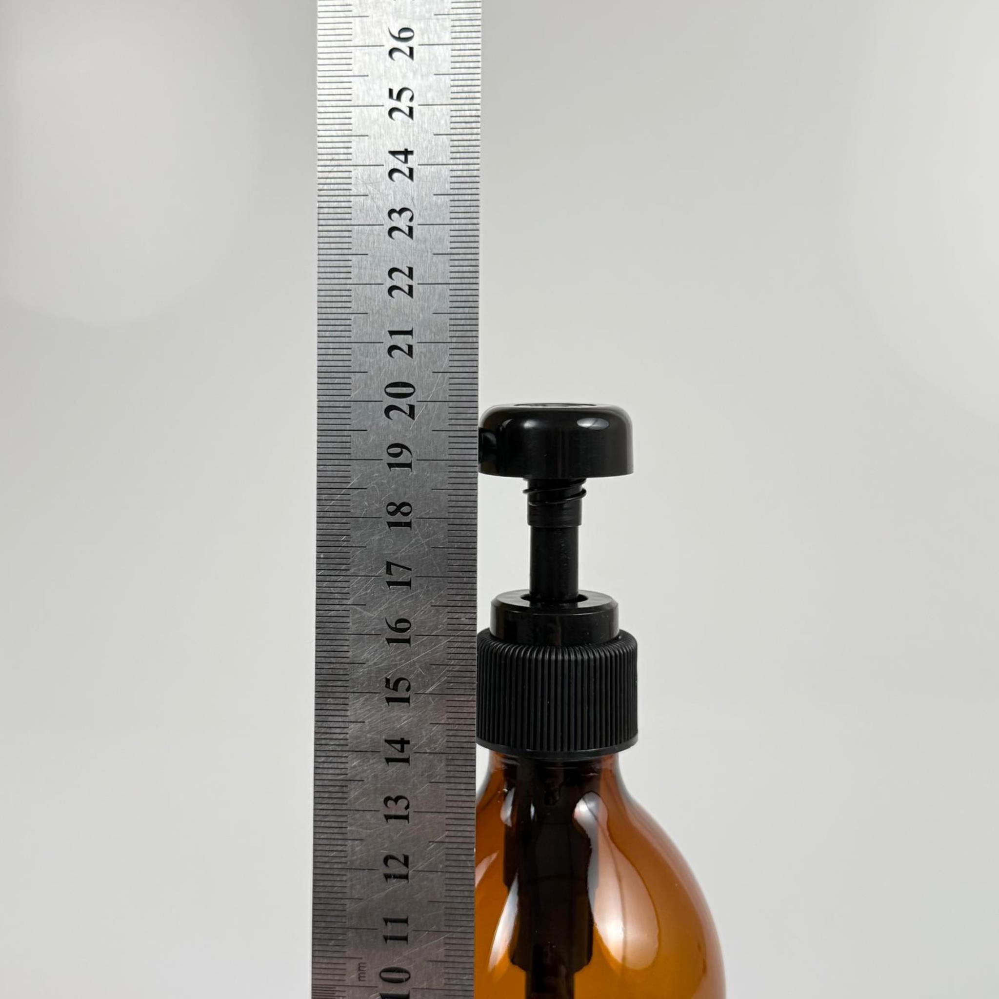 300 CC CAM AMBER KAHVERENGİ MODEL ŞİŞE - SİYAH DOZAJ POMPALI (HER BASMADA 4 CC SIVI ATAR)  - 300 ML POMPALI ŞİŞE - ŞURUP, ŞAMPUAN, KREM GİBİ YOĞUN KIVAMLI SIVILARDA KULLANILIR