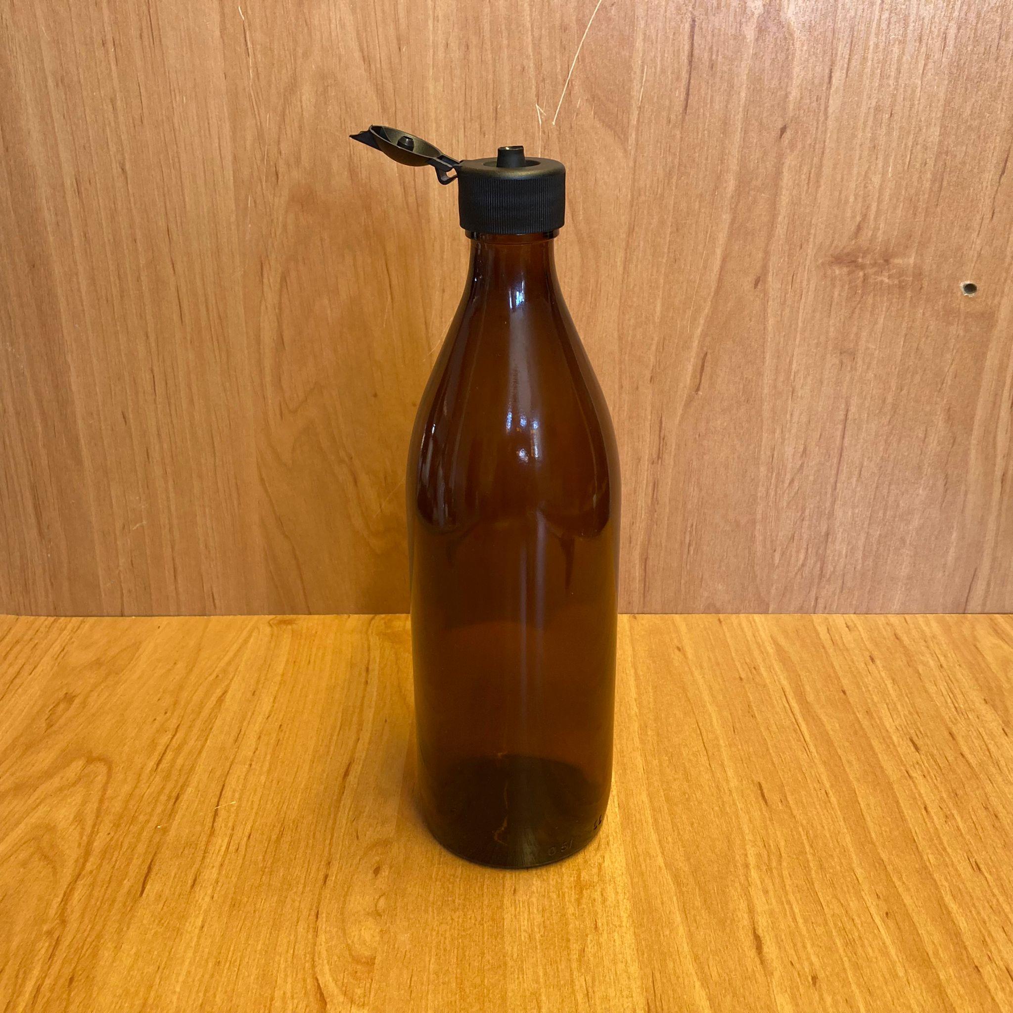 500 CC AMBER CAM ŞİŞE - SİYAH AKITICILI FLİPTOP KAPAKLI - 500 ML KAHVERENGİ BOŞ ŞURUP ŞİŞESİ - AÇILIR KAPANIR KAPAKLI
