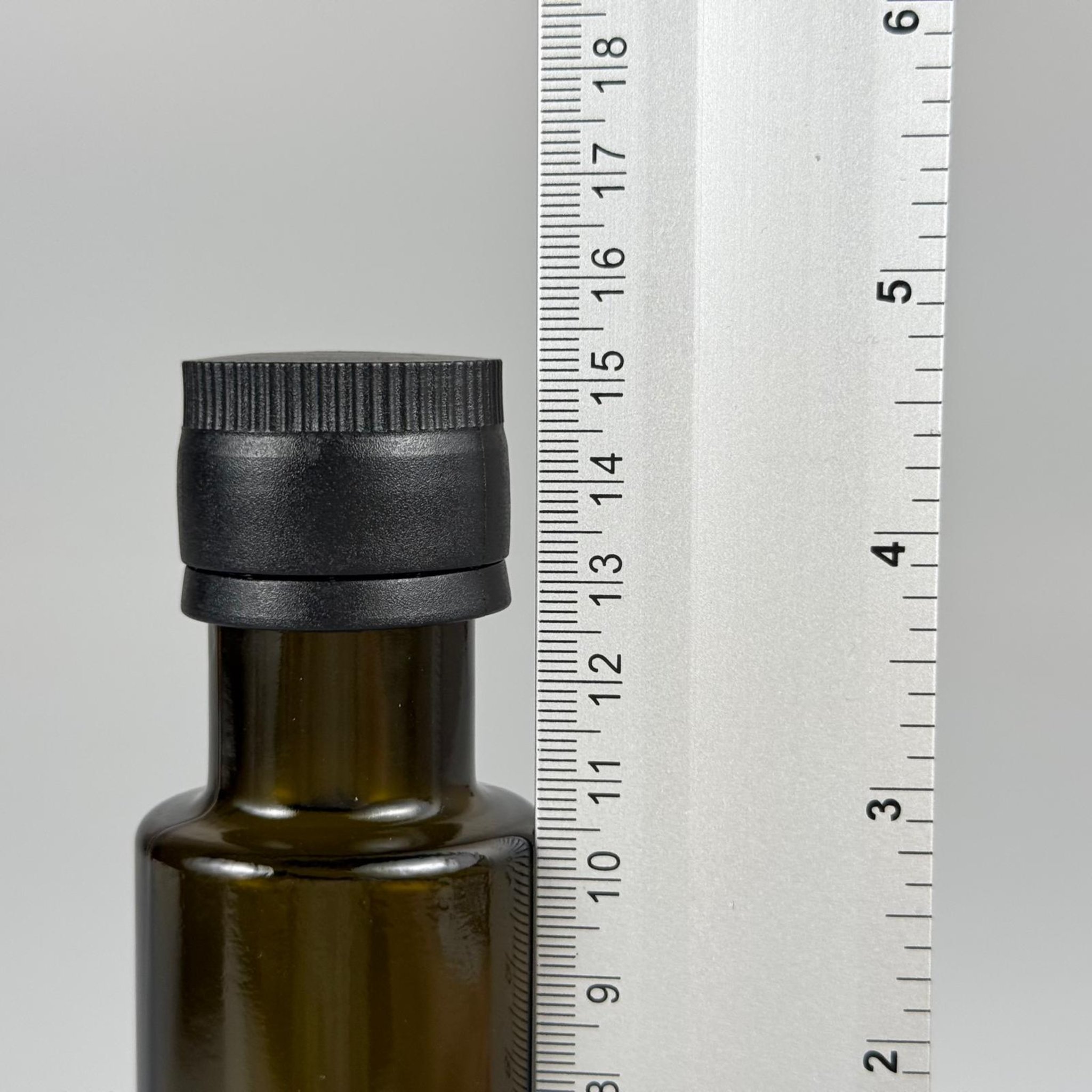 100 CC DORİKA CAM ŞİŞE KOYU YEŞİL (31 MM AĞIZ) - BİLYELİ SİYAH KİLİTLİ KAPAKLI - 100 ML SİLİNDİR DORİCA YAĞ VE SOS ŞİŞELERİ