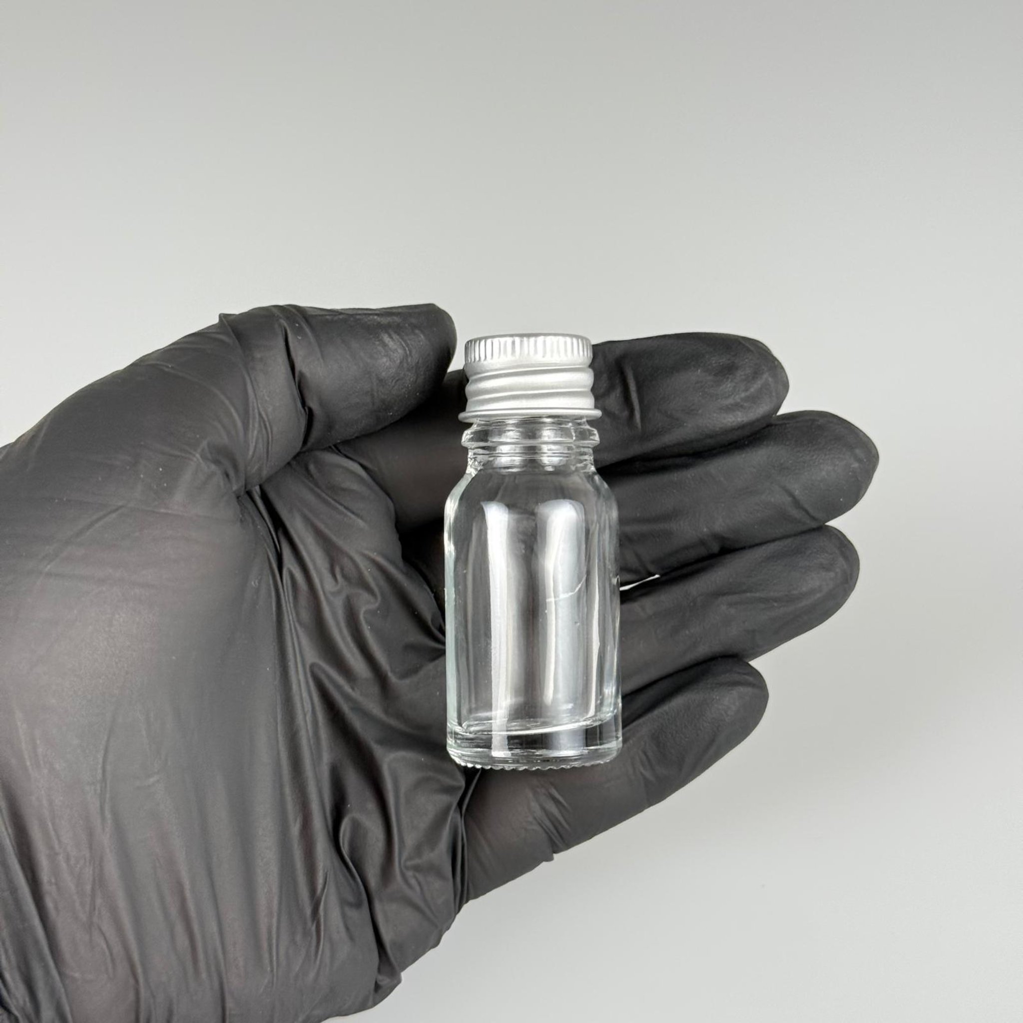 10 CC ŞEFFAF CAM ŞİŞE + KÖPÜK CONTALI GÜMÜŞ ALÜMİNYUM METAL KAPAKLI + DAMLALIKLI KOLONYA TIPALI TAKIM - 10 ML ŞEFFAF CAM ŞİŞE