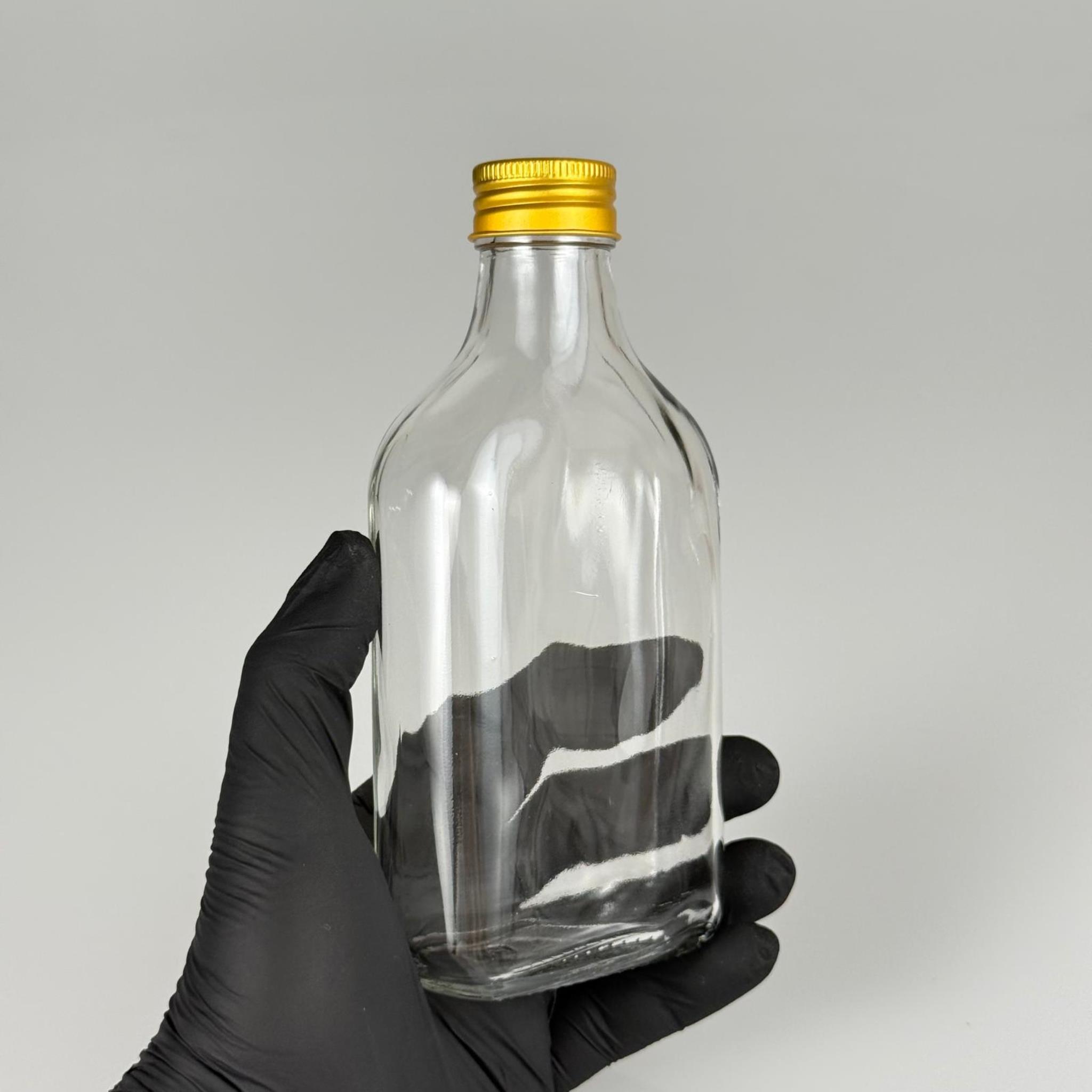 200 CC YASSI CAM ŞİŞE - GOLD METAL ALÜMİNYUM KAPAKLI - 200 ML CAM ŞİŞE - SOĞUK KAHVE İÇİN COLD BREW ŞİŞESİ