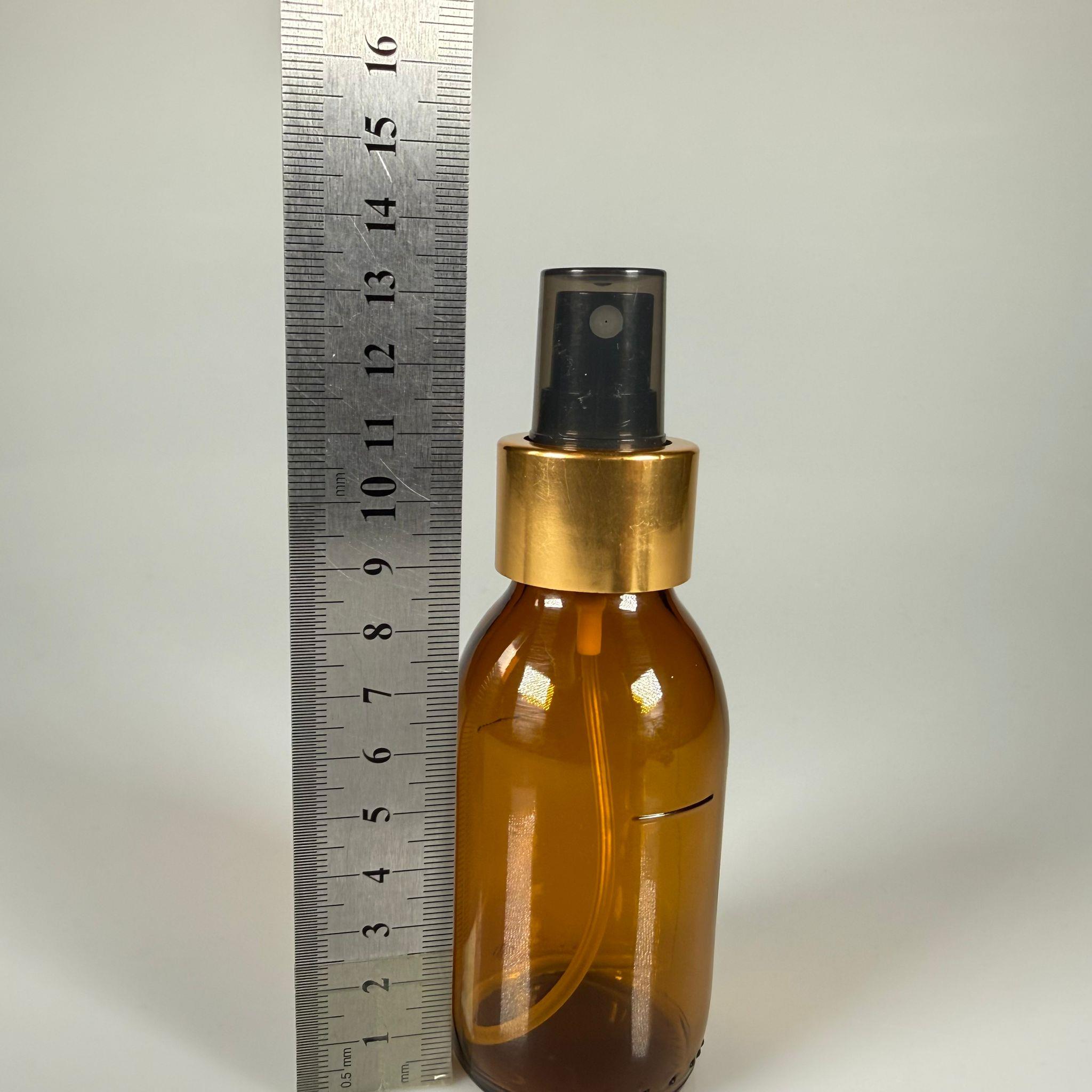 100 CC AMBER GOLD SPREY BAŞLIKLI CAM ŞİŞE - 100 ML KAHVERENGİ FISFIS KAPAKLI ŞİŞE