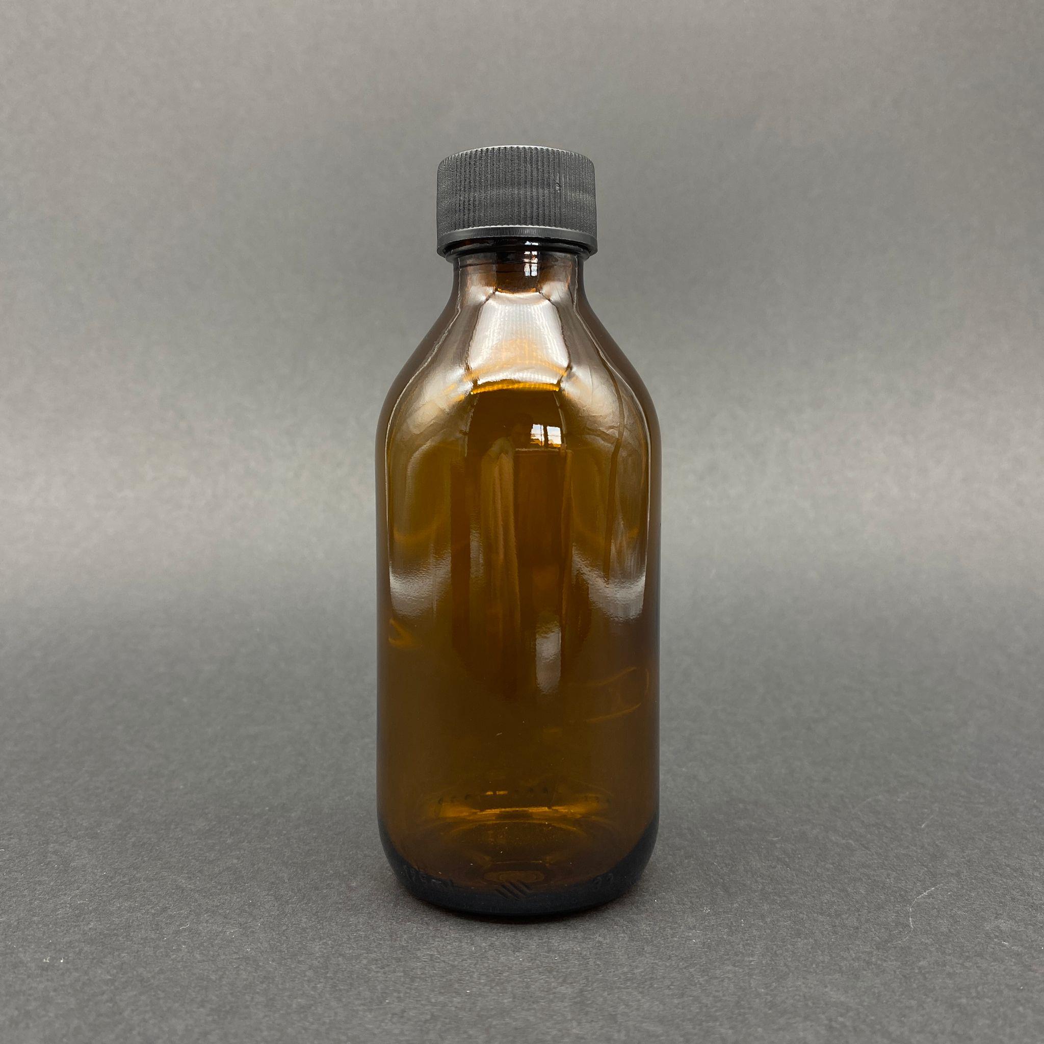 125 CC AMBER CAM ŞİŞE - SİYAH PLASTİK KAPAKLI - 125 ML KAHVERENGİ BOŞ ŞURUP ŞİŞESİ (AĞIZ ÇAPI 25 MM) - 125 ML ECZA ŞİŞESİ