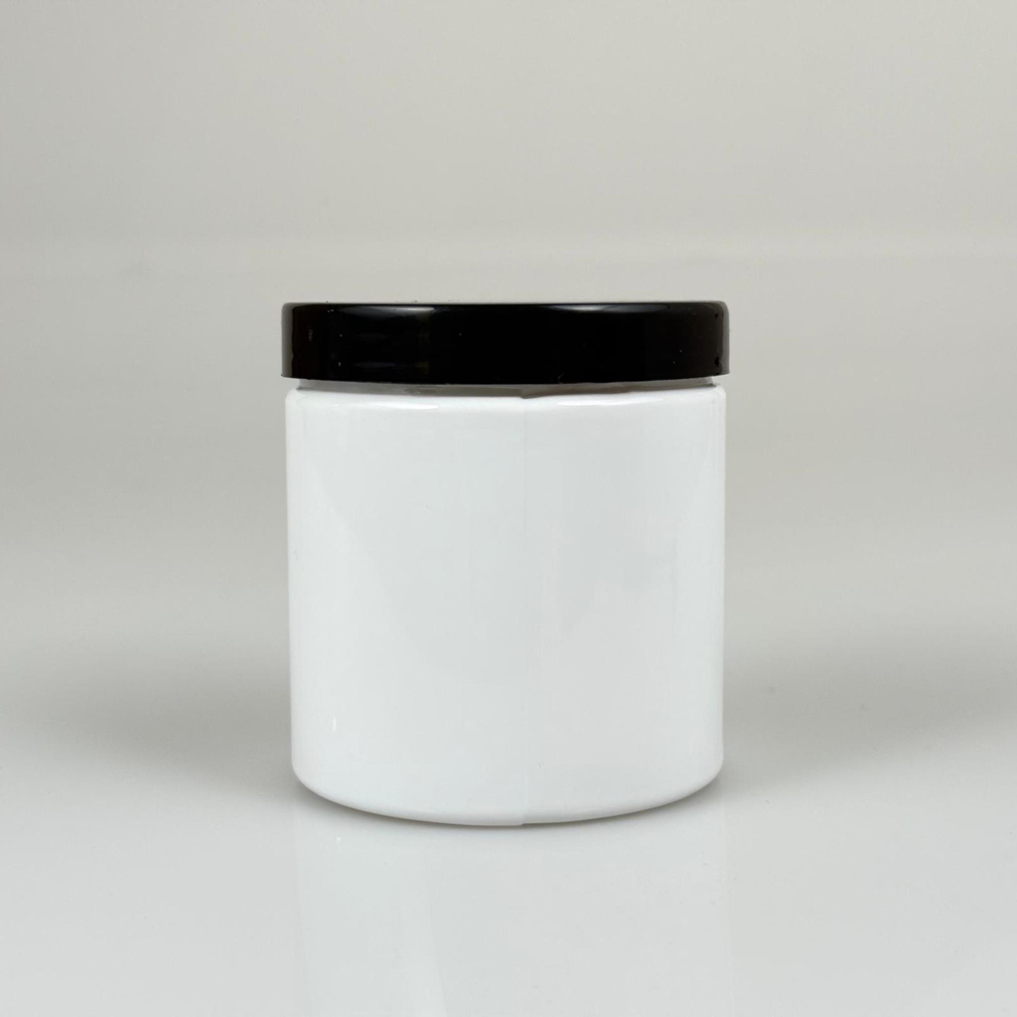 250 CC BEYAZ SERT PLASTİK KAVANOZ - SİYAH PLASTİK KAPAKLI - 250 ML PLASTİK KAPAKLI PLASTİK KAVANOZ - KOZMETİK KAVANOZ, GIDA KAVANOZU VE KREM KAVANOZU OLARAK KULLANABİLİRSİNİZ