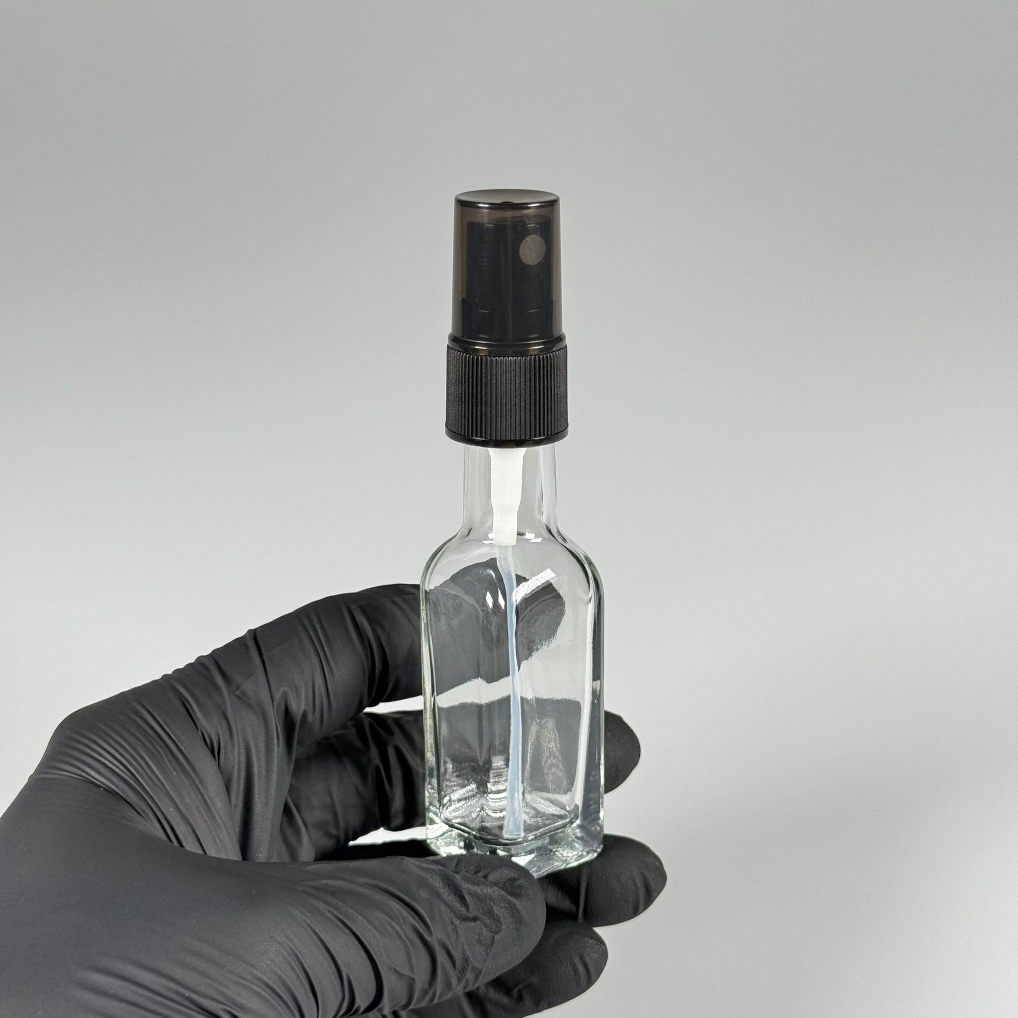 20 CC MARASKA KÖŞELİ SPREYLİ CAM ŞİŞE  - 20 ml kare cam şişe siyah fısfıslı