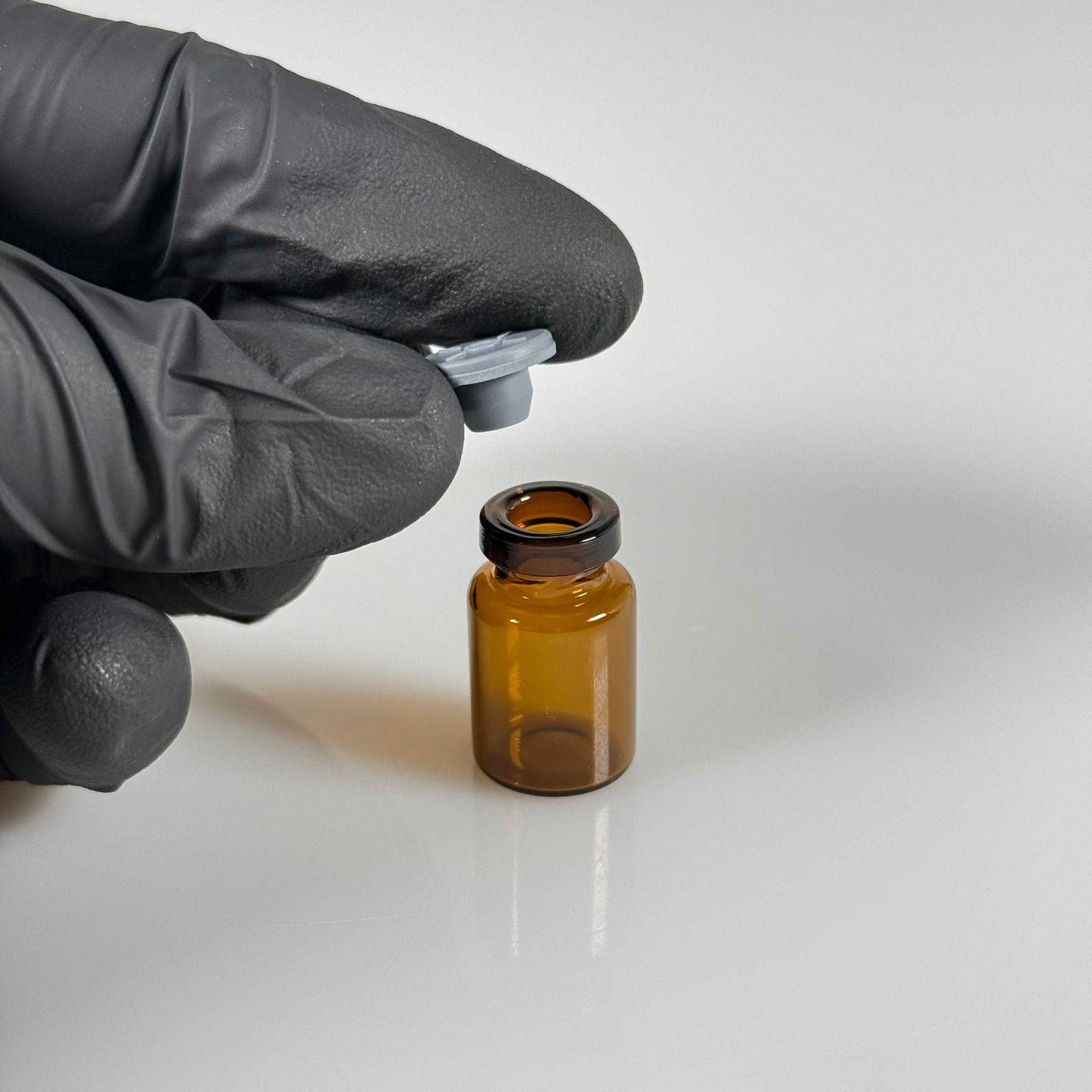 2 ML vial flakon şişe - 13 ağız 2 cc amber cam ilaç şişesi + kauçuk butil enjektör tıpası + gümüş alüminyum kapaklı takım