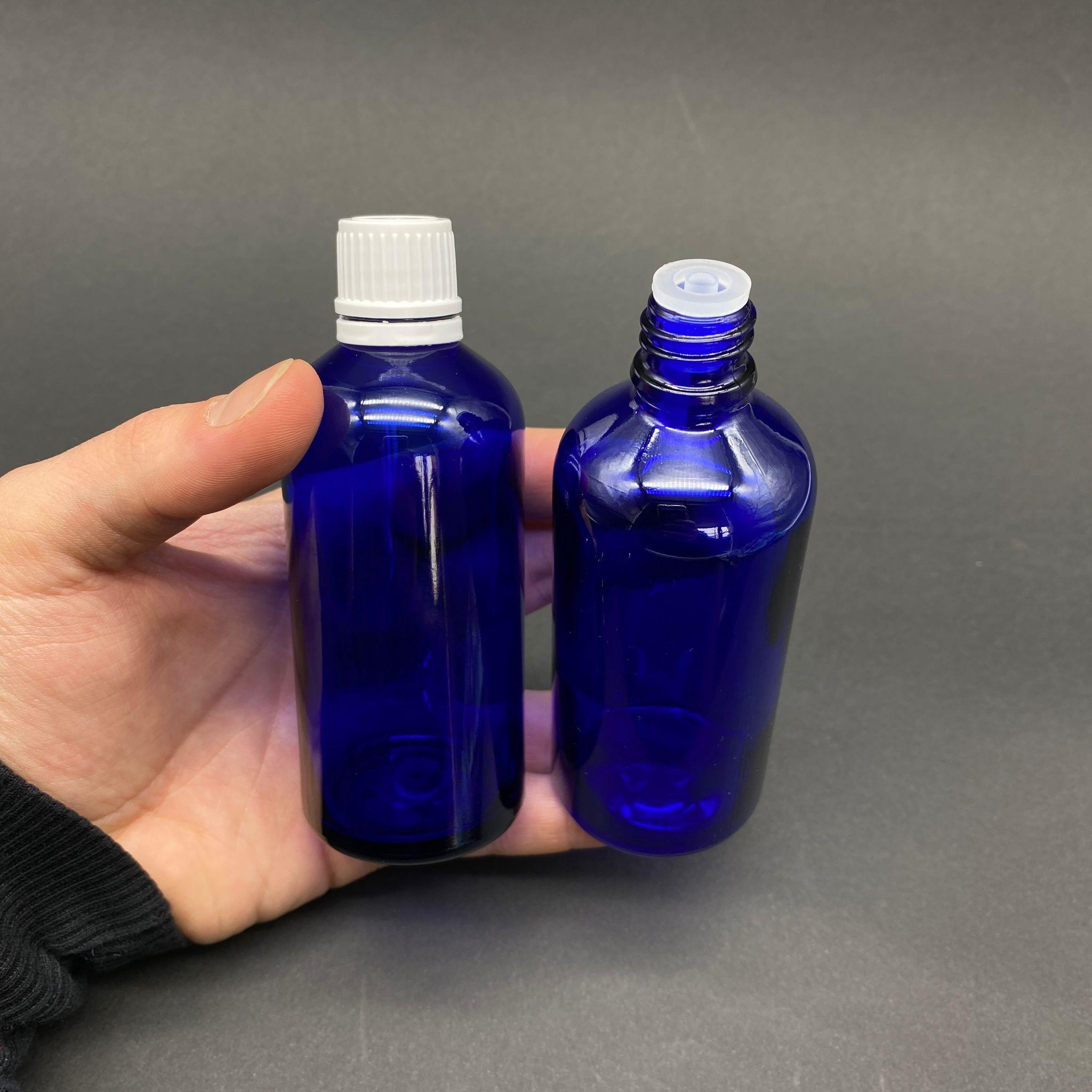 100 CC MAVİ İÇTEN DAMLALIKLI - BEYAZ KİLİT KAPAKLI CAM ŞİŞE - 100 ML MAVİ YENİ İÇTEN DAMLALIKLI CAM ŞİŞE
