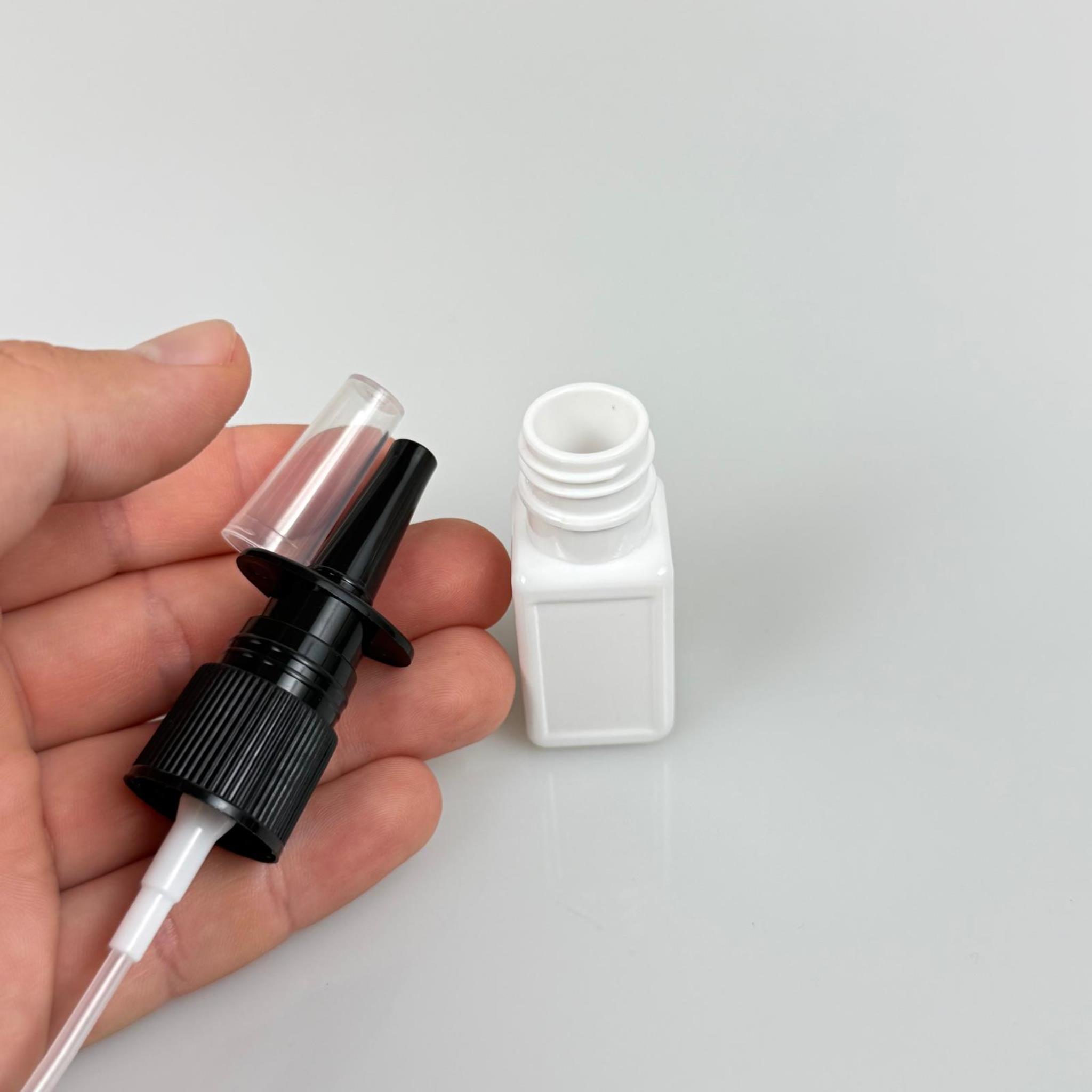 10 CC BEYAZ KARE PET ŞİŞE- SİYAH NAZAL BURUN SPREYLİ 10 ML PLASTİK ŞİŞE