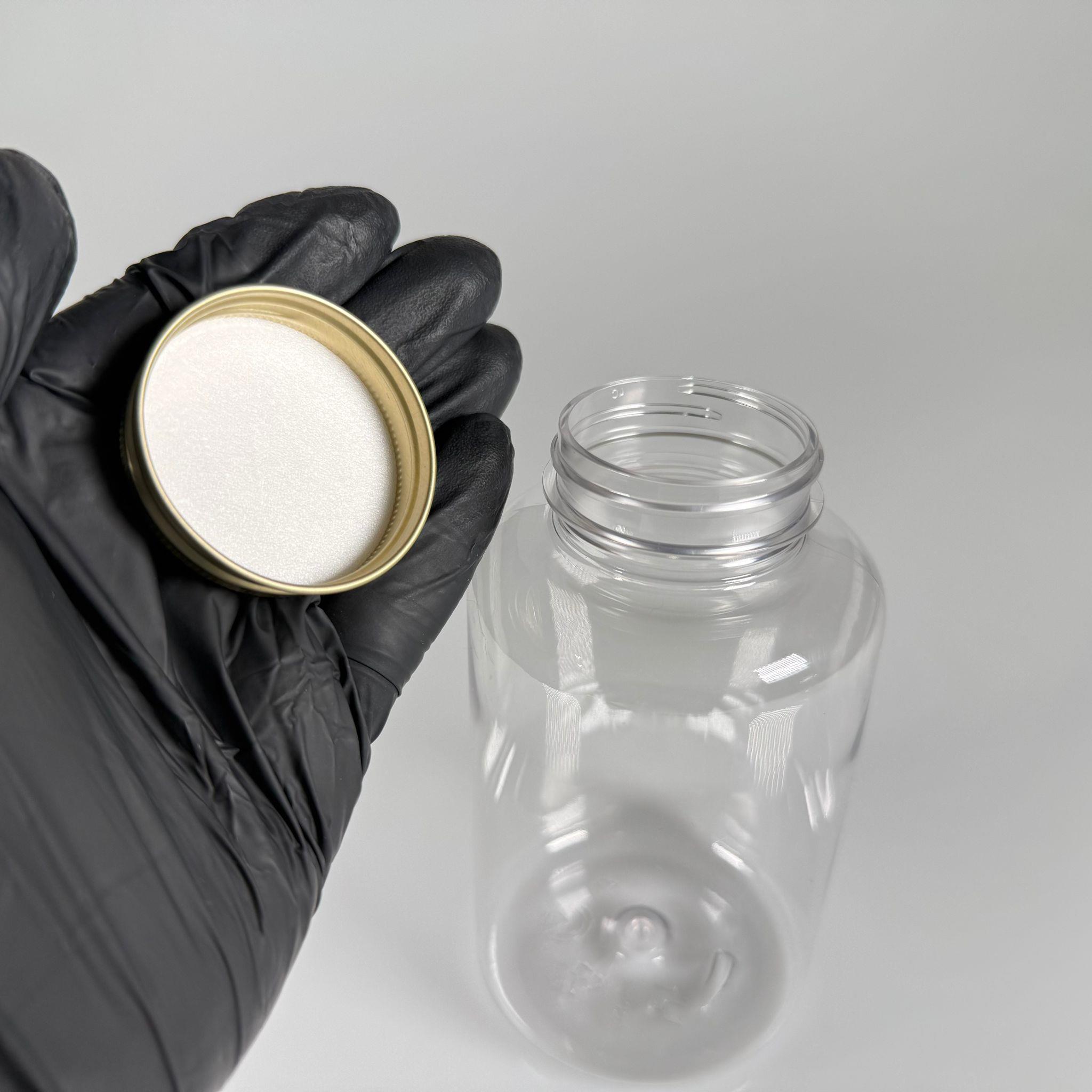 BAHARAT, TOZ, KAHVE, SAHLEP VB MUTFAK DÜZENLEME İÇİN KARE PLASTİK KAVANOZLAR - 400 ML -  RAF DÜZENLEYİCİ GIDAYA UYGUN KÖŞELİ GOLD METAL KAPAKLI ŞEFFAF PET KAVANOZLARI