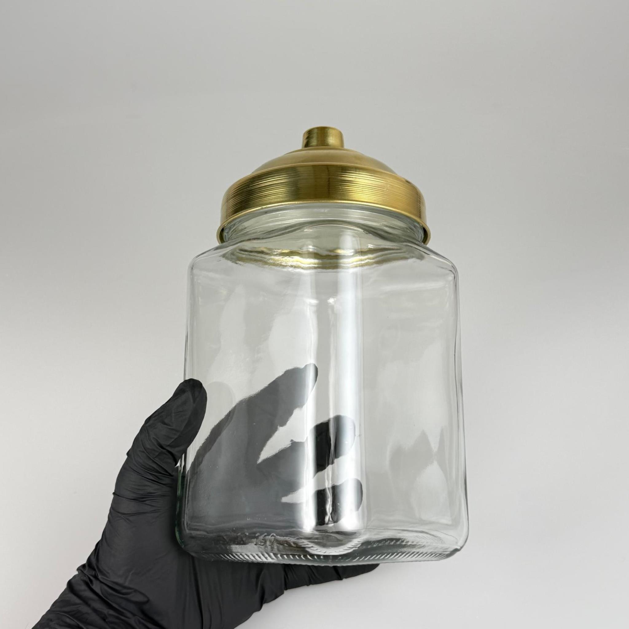 AKTAR, BAKKALİYE, TEŞHİR İÇİN NOSTALJİ PİRİNÇ KAPAKLI CAM KAVANOZ - 1600 ML KARE