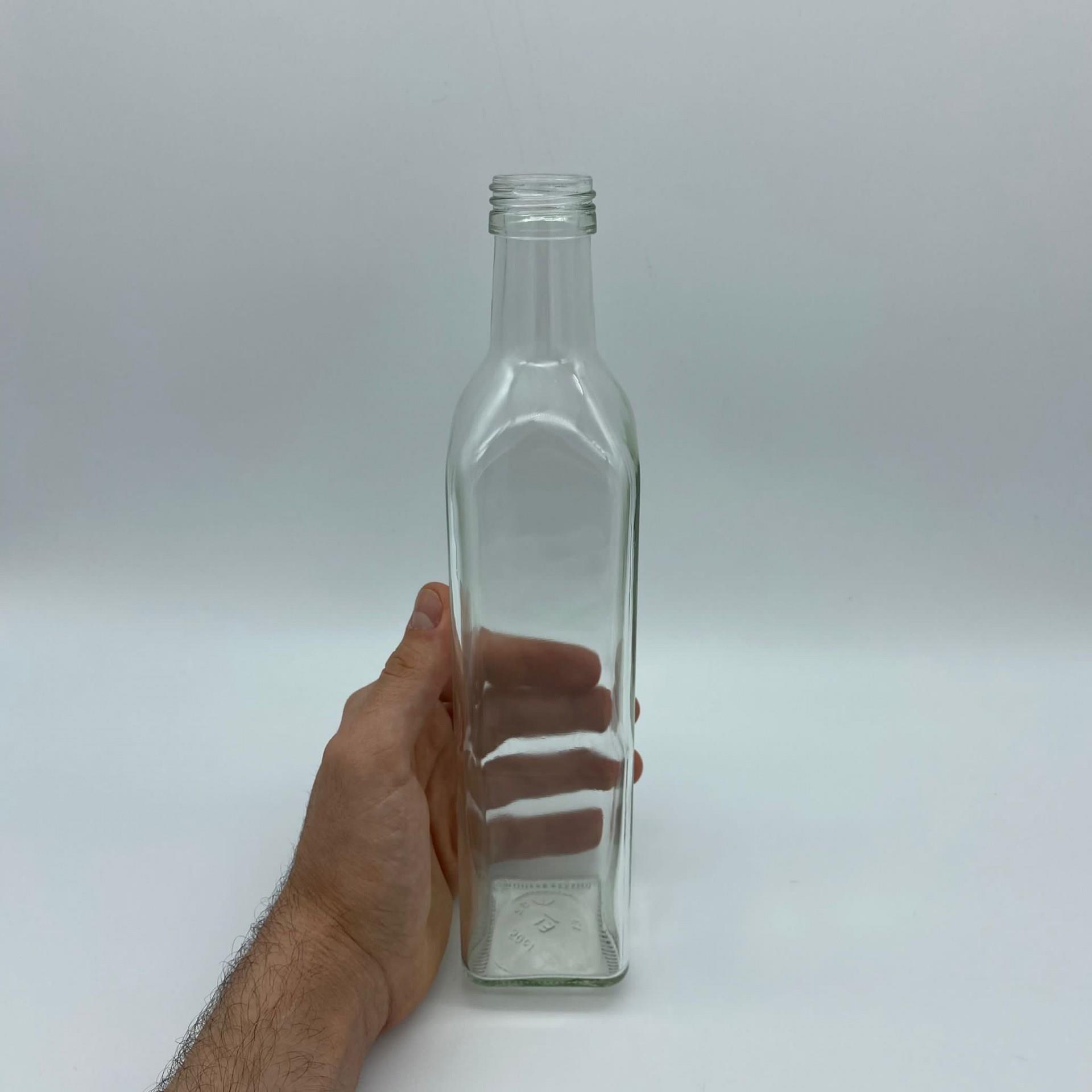 500 CC ŞEFFAF CAM MARASKA KÖŞELİ ŞİŞE (VİDALI) (31 AĞIZ) KAPAKSIZ - 500 ML MARASKA CAM ŞİŞE - YAĞ SİRKE ŞİŞESİ - ŞİŞECAM ÜRÜN KODU: 121250 İLE EŞDEĞERDİR