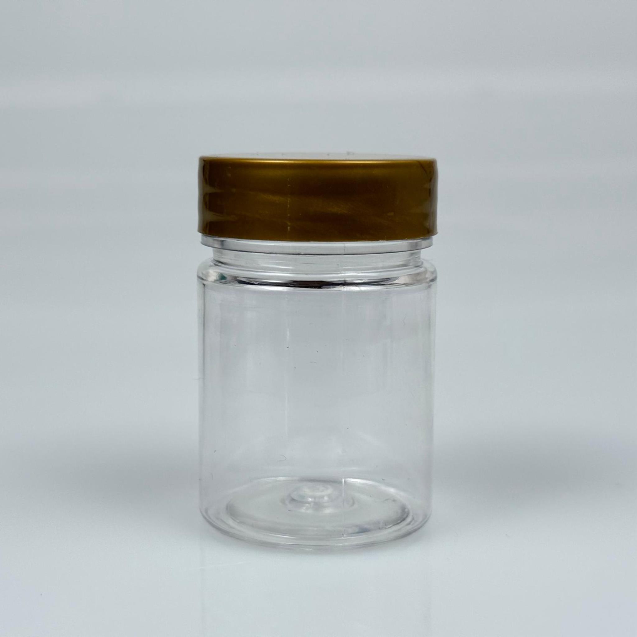 50 CC PET ŞİŞE GENİŞ AĞIZLI  - GOLD KAPAKLI  - 50 ML PLASTİK NUMUNE KAVANOZU, MİNİ TABLET KAVANOZU