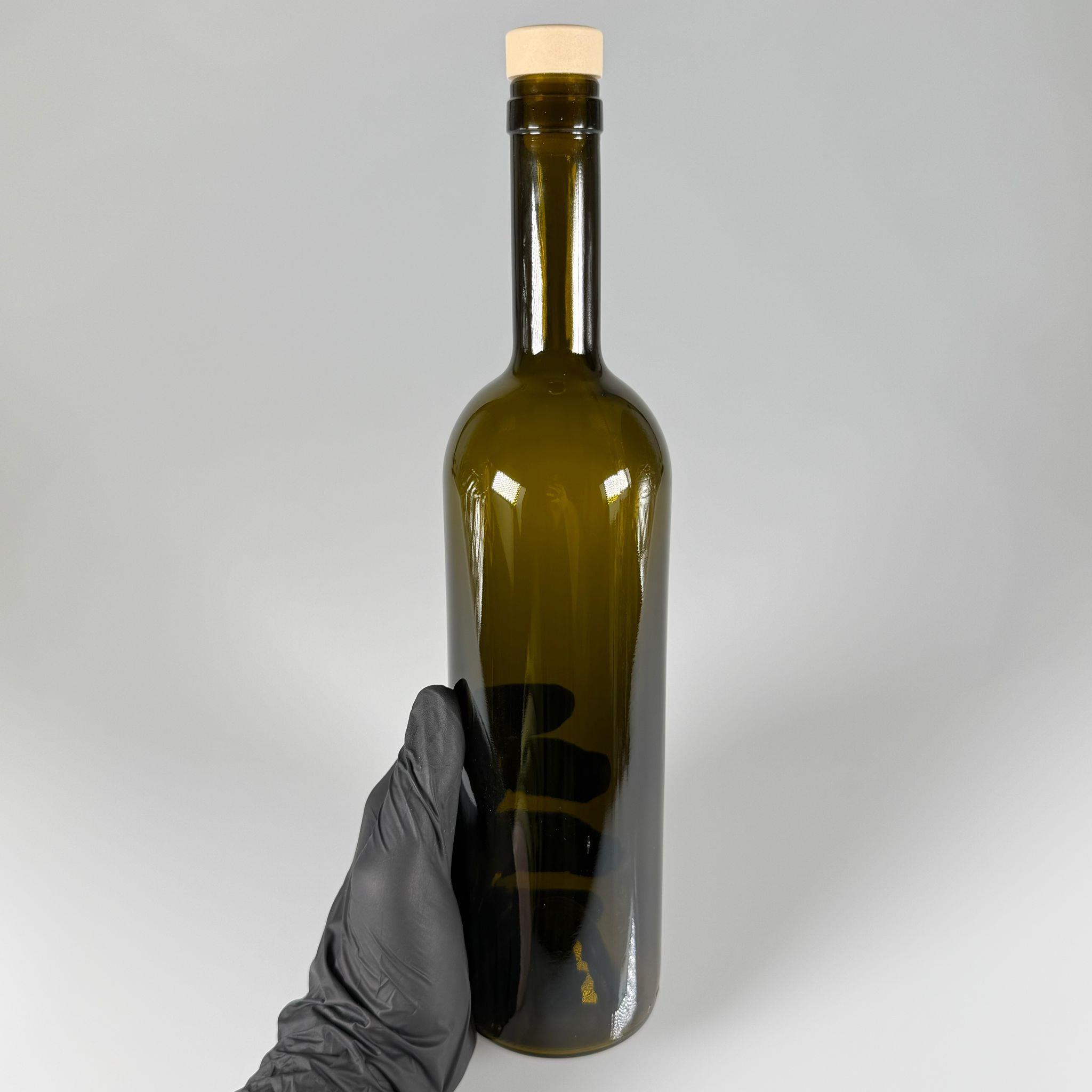 750 CC YAĞDANLIK YEŞİL CAM ŞİŞE + AHŞAP GÖRÜNÜMLÜ SENTETİK MANTAR TIPA - 750  ML TIPALI CAM ŞİŞE