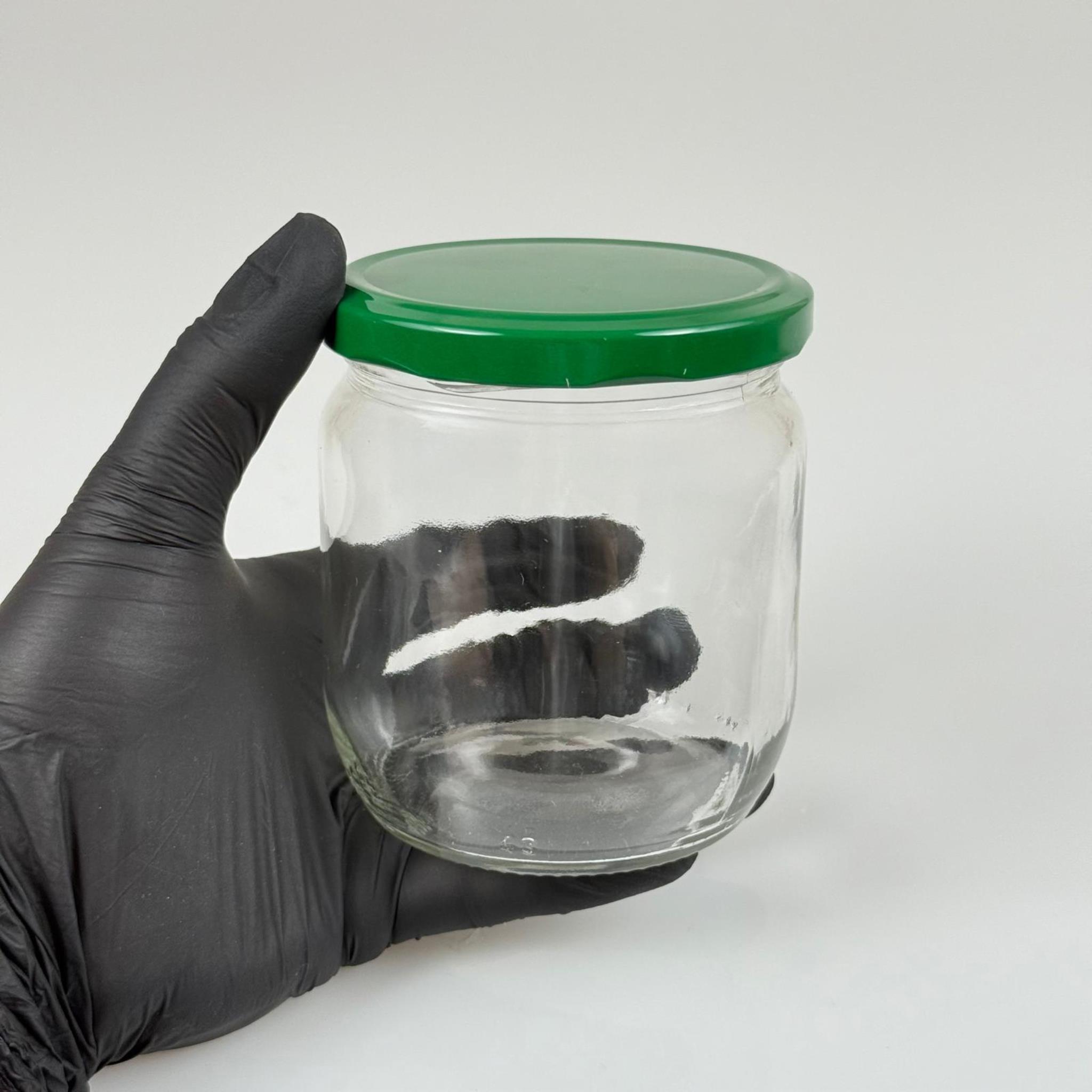 425 CC CAM KAVANOZ - KOYU YEŞİL METAL KAPAKLI - 425 ML CAM KAVANOZ - KONSERVE KAVANOZU