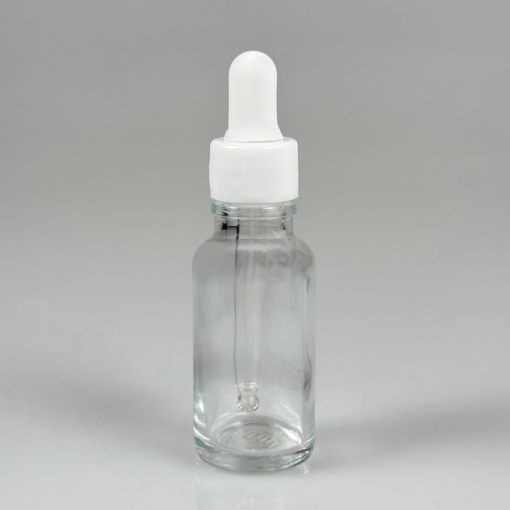 20 CC ŞEFFAF CAM DAMLALIKLI ŞİŞE - BEYAZ EMZİK + BEYAZ DÜZ KAPAK + CAM PİPET TAKIM - 20 ML DAMLALIKLI ŞİŞE SETİ