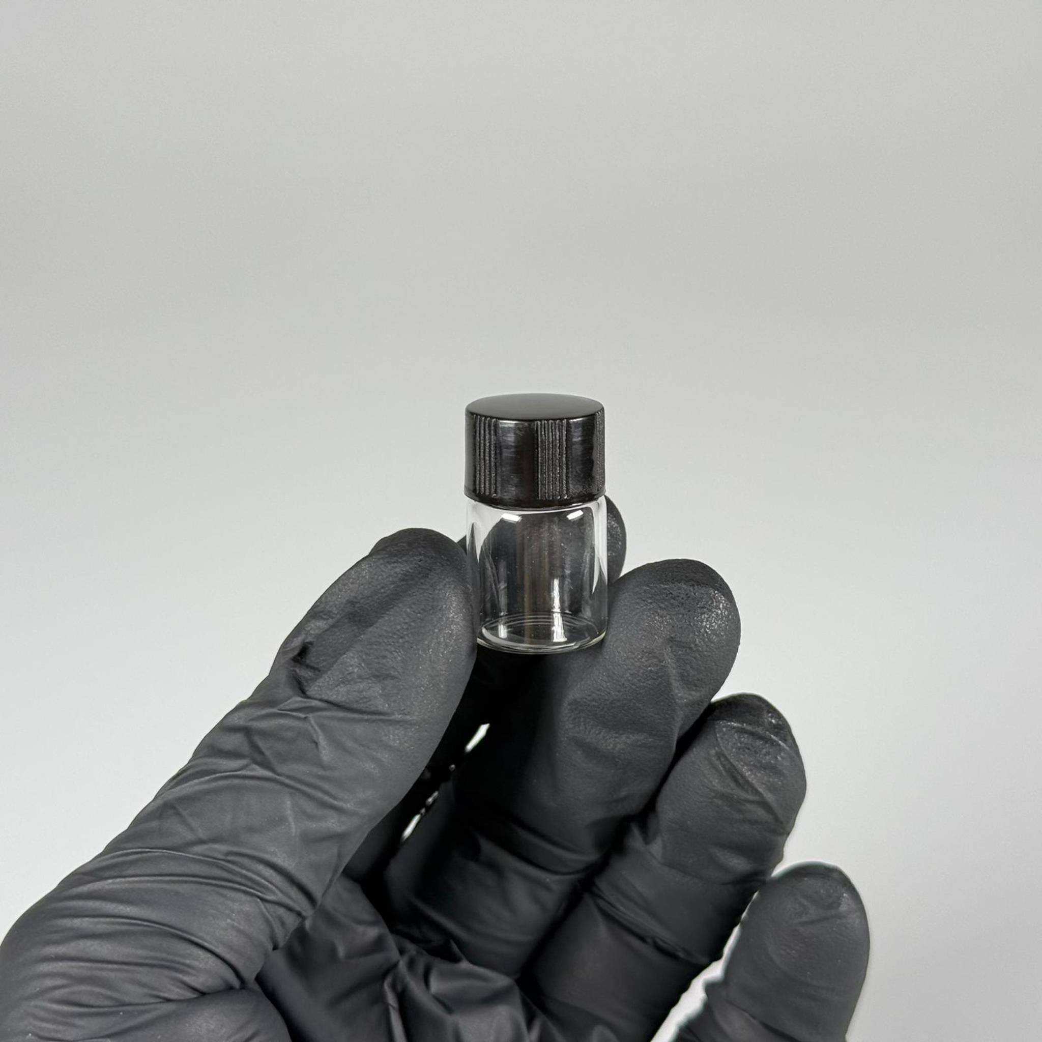 2 CC ŞEFFAF CAM ŞİŞE - SİYAH KAPAKLI - 2 ML KAPAKLI CAM ŞİŞE