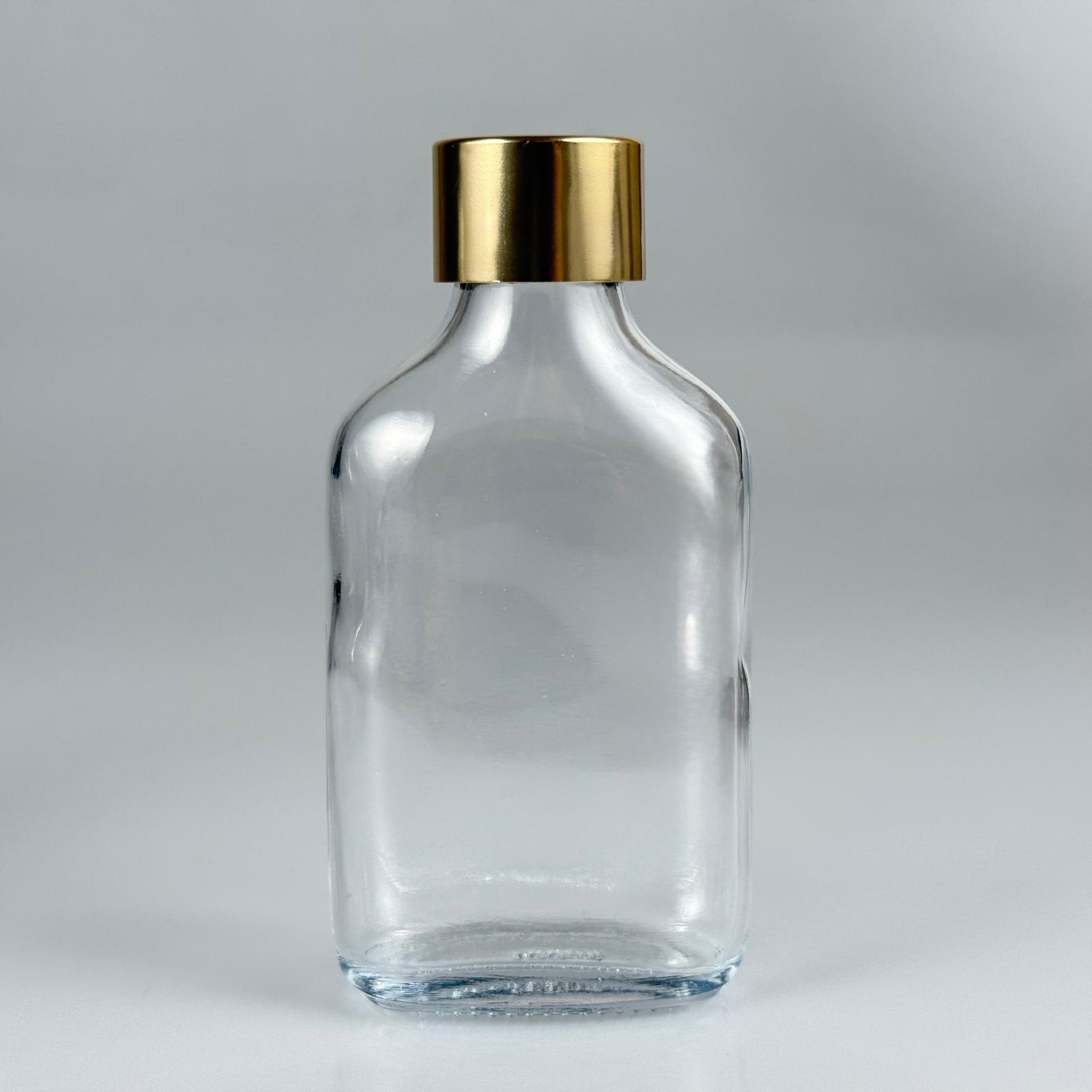 100 CC YASSI CAM COLD BREW ŞİŞE - SOĞUK KAHVE ŞİŞESİ + ALÜMİNYUM KAPLAMA GOLD KAPAKLI TAKIM -  100 ML YASSI CAM ŞİŞE