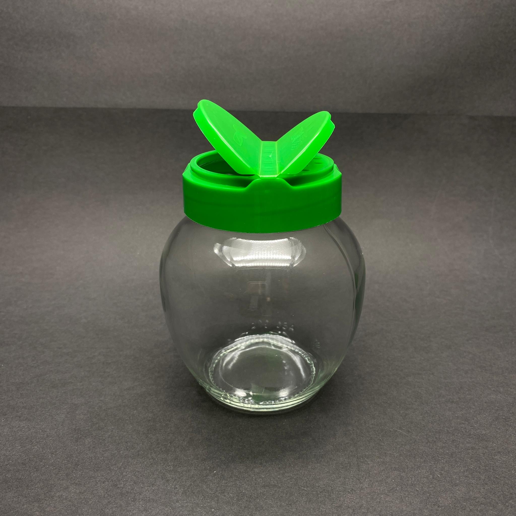 370 CC YUMURTA CAM BAHARATLIK KAVANOZ - 370 ML OVAL BAHARAT KAVANOZU - YEŞİL AÇILIR KAPANIR KAPAKLI
