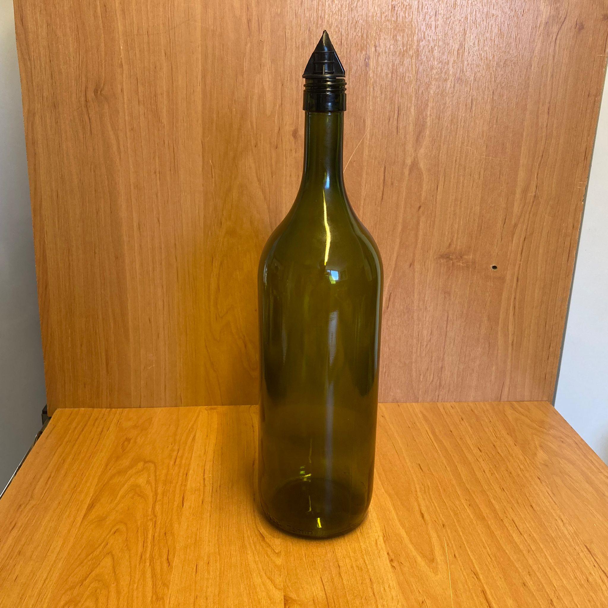 1500 CC YEŞİL YAĞDANLIK ŞİŞESİ - 1500 ML CAM YAĞLIK SİRKELİK ŞİŞE - SİYAH AKITICILI
