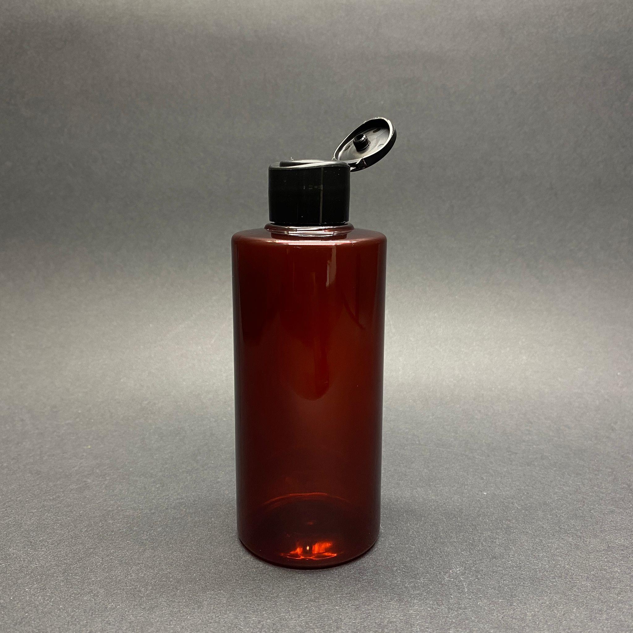 200 CC SİLİNDİR KESKİN KÜT MODEL SERT (25 GR) PET ŞİŞE - SİYAH FARMASİ MODEL FLİPTOP KAPAKLI - AĞIZ ÇAPI 24 MM - AMBER