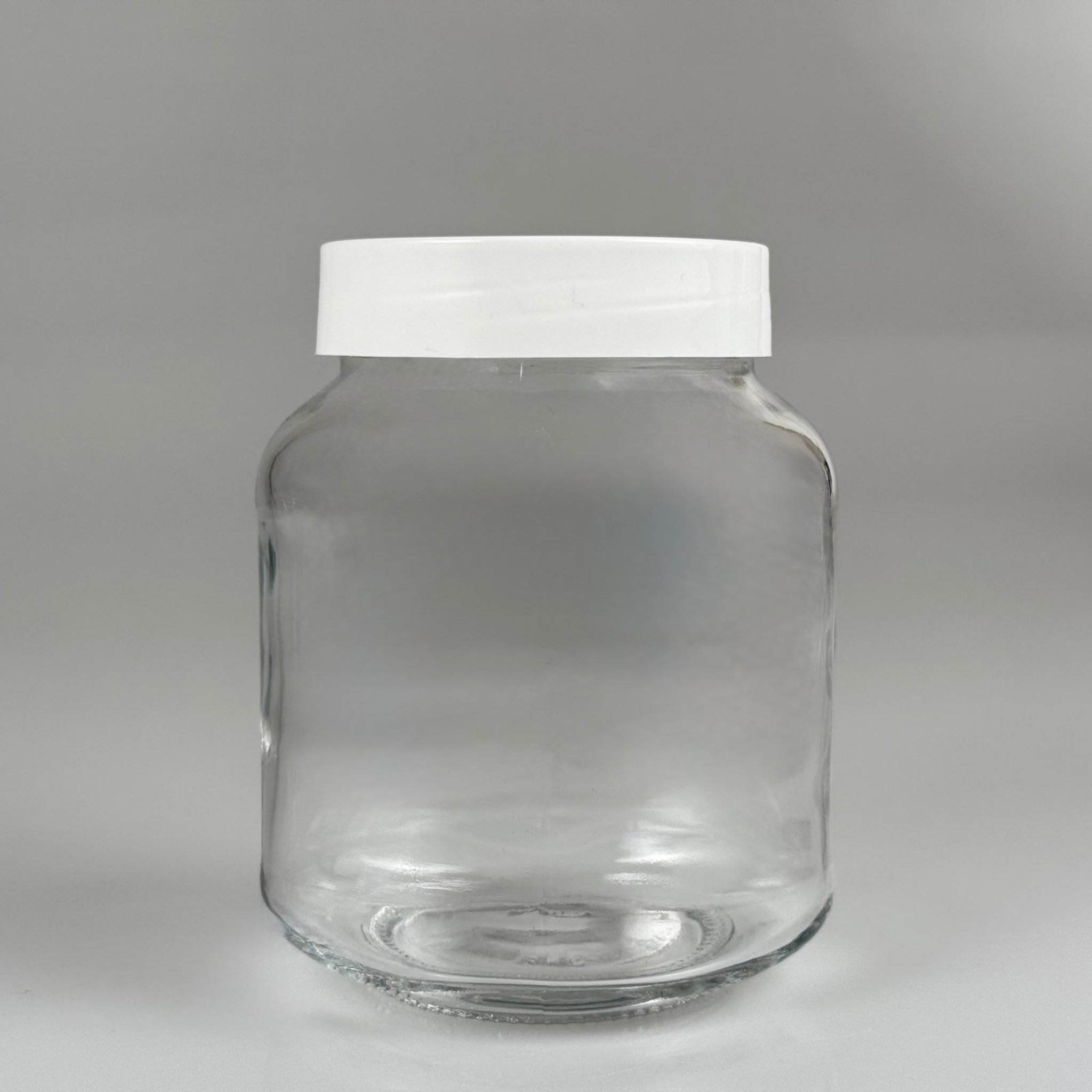 340 CC YASSI CAM KAVANOZ - BEYAZ PLASTİK KAPAKLI - 340 ML ÇİKOLATA KAVANOZU - REÇEL KAVANOZU