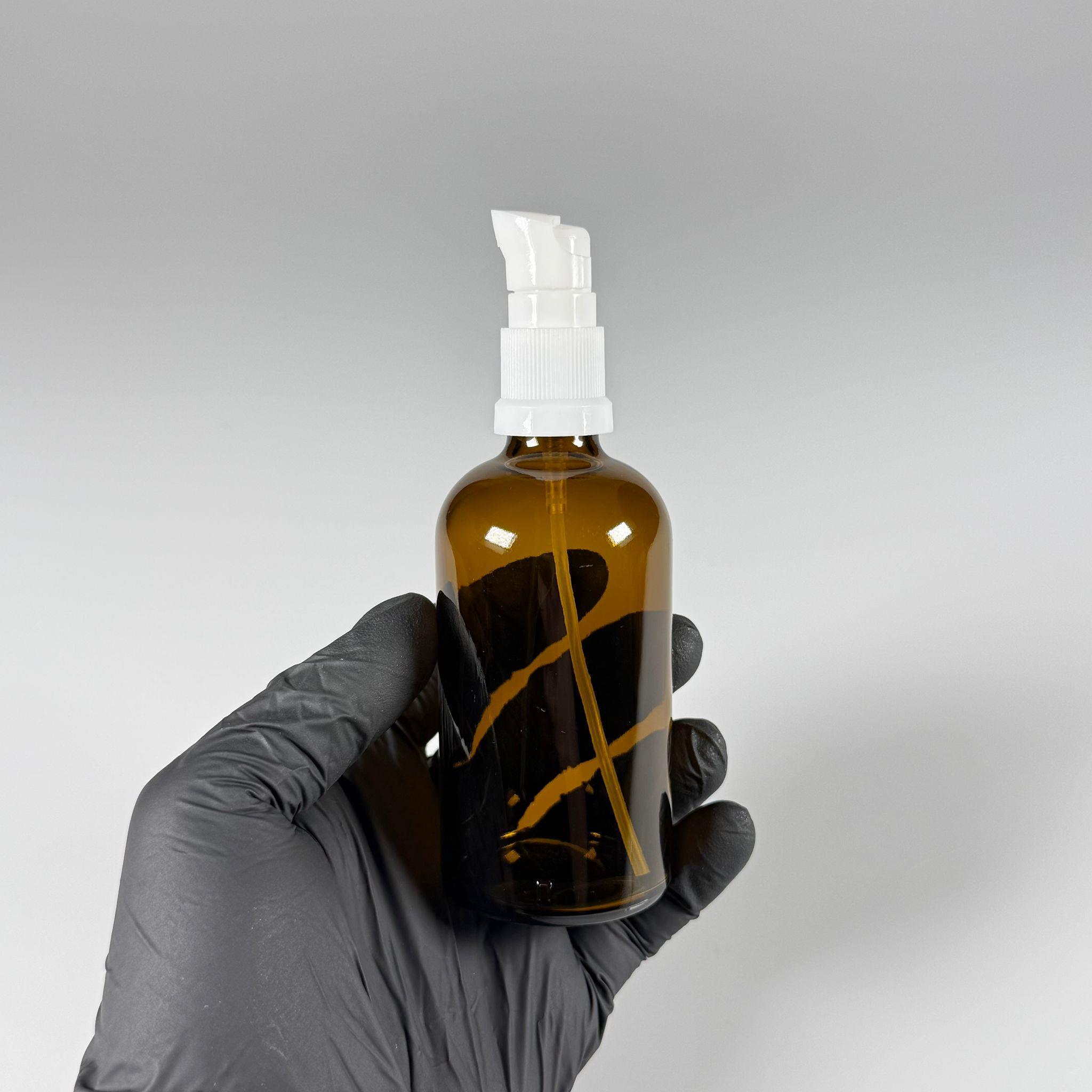 100 CC AMBER CAM ŞİŞE - SIZDIRMAZ ETEKLİ BEYAZ LOSYON POMPALI TAKIM - 100 ML LOSYON ŞİŞESİ - YAĞ, KREM GİBİ YOĞUN KIVAMLI SIVILAR İÇİN CAM AMBALAJ