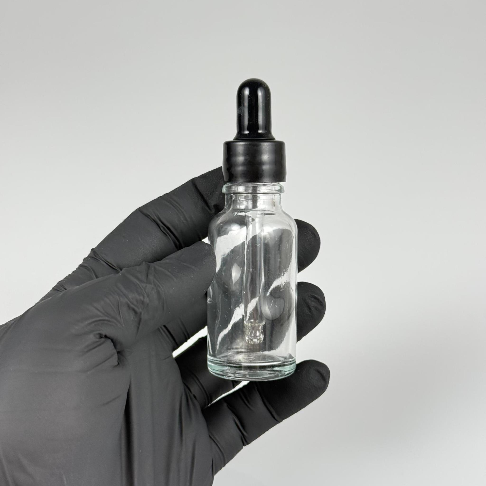20 CC ŞEFFAF CAM DAMLALIKLI ŞİŞE - SİYAH EMZİK + SİYAH DÜZ KAPAK + CAM PİPET TAKIM - 20 ML DAMLALIKLI ŞİŞE SETİ