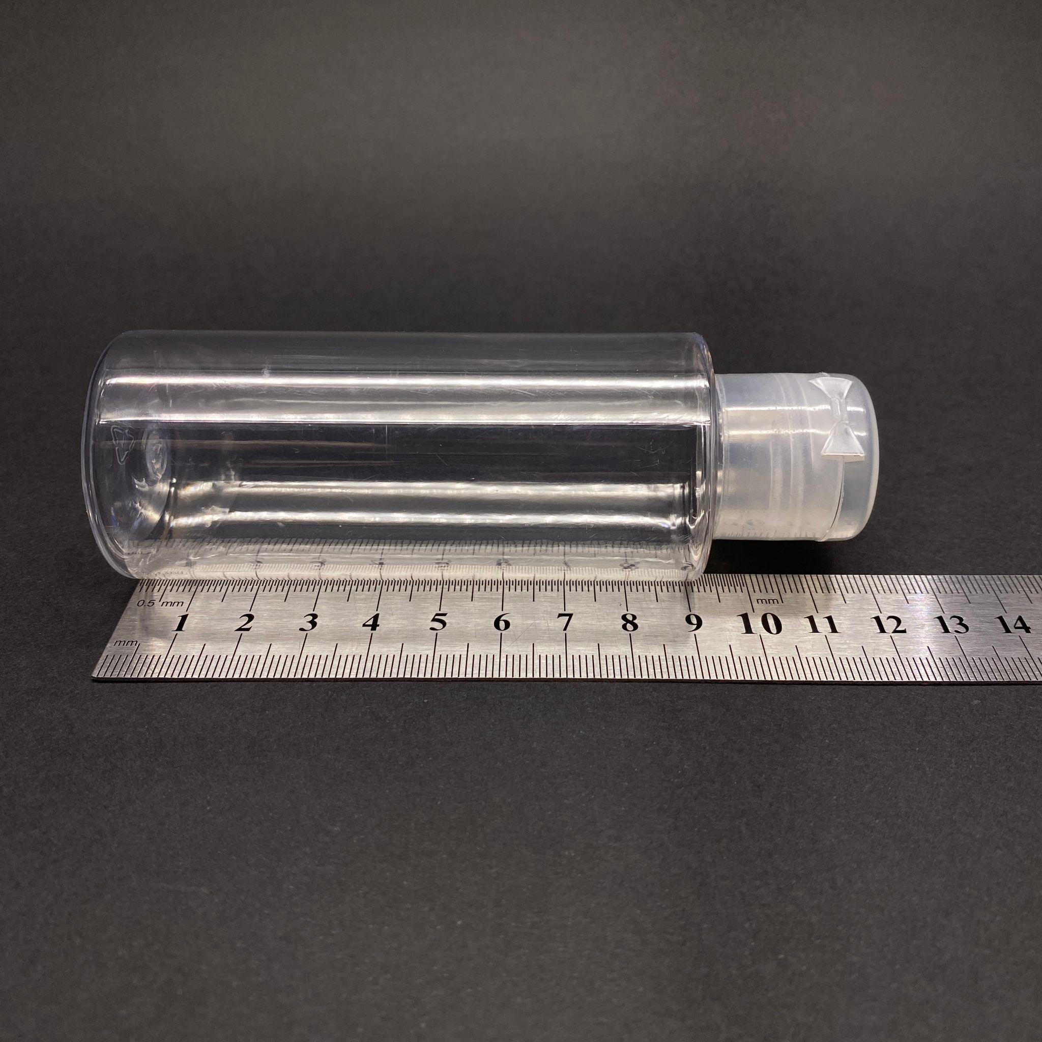 100 CC SİLİNDİR KESKİN KÜT MODEL SERT (17 GR) PET ŞİŞE - ŞEFFAF FLİPTOP KAPAKLI - AĞIZ ÇAPI 24 MM - ŞEFFAF