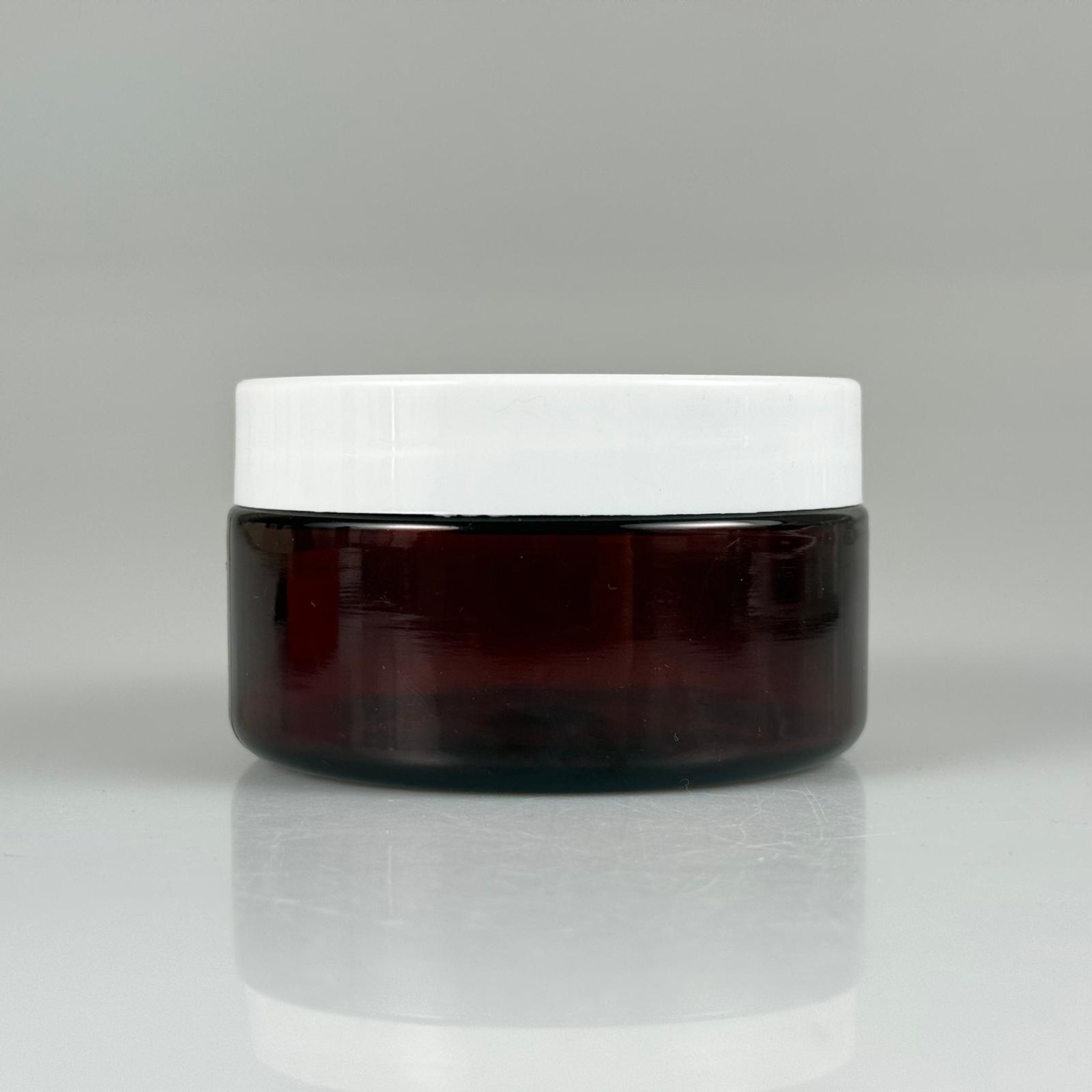 200 CC SERT PLASTİK AMBER KAVANOZ - BEYAZ KAPAKLI  - 200 ML KAHVERENGİ KAVANOZ